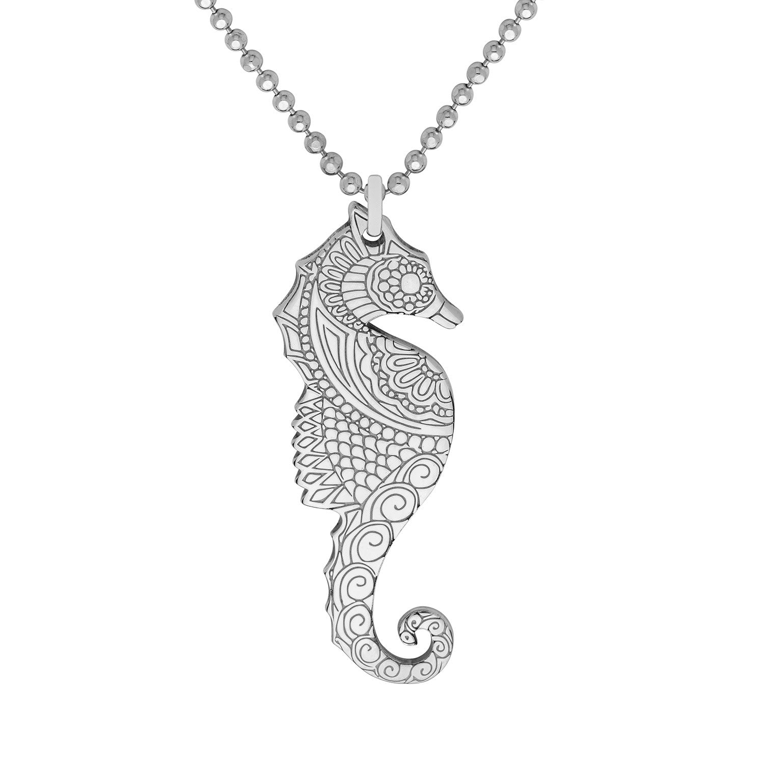 Small Silver Seahorse Pendant Necklace