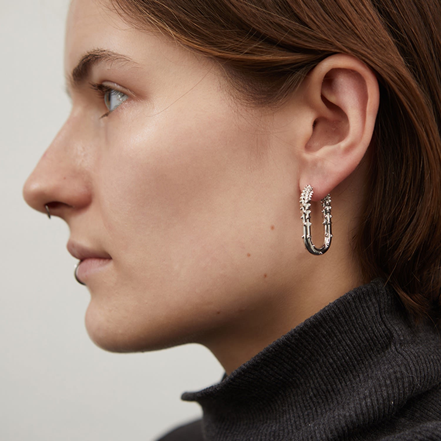 Rectangle Hoop Earring - Silver