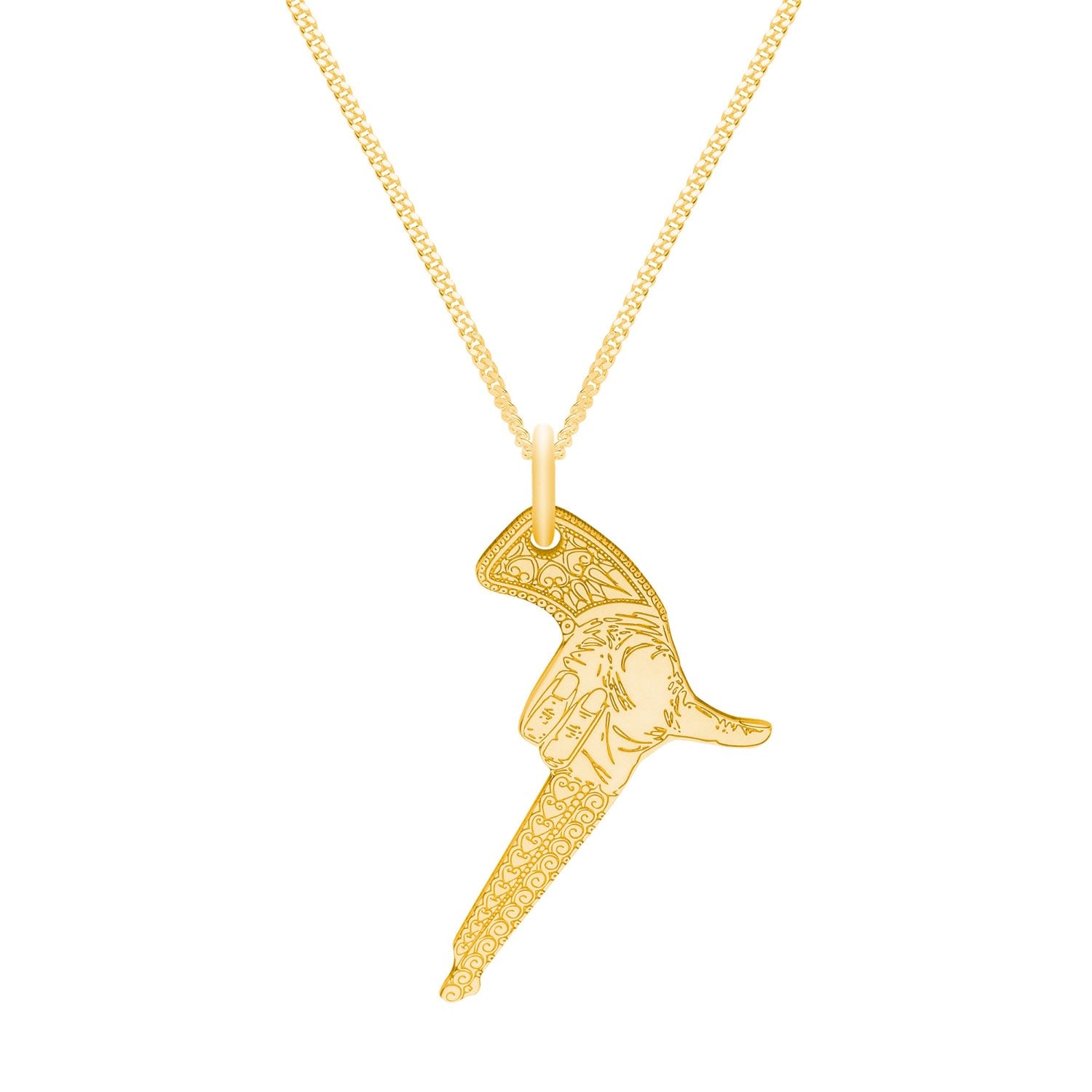 Medium Gold Hand Gun Pendant Necklace