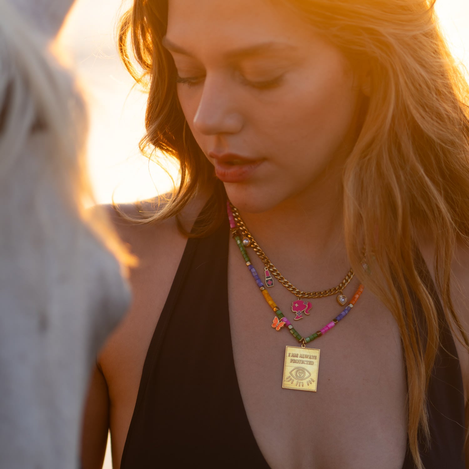 Glamour Girl Charm Necklace - Gold