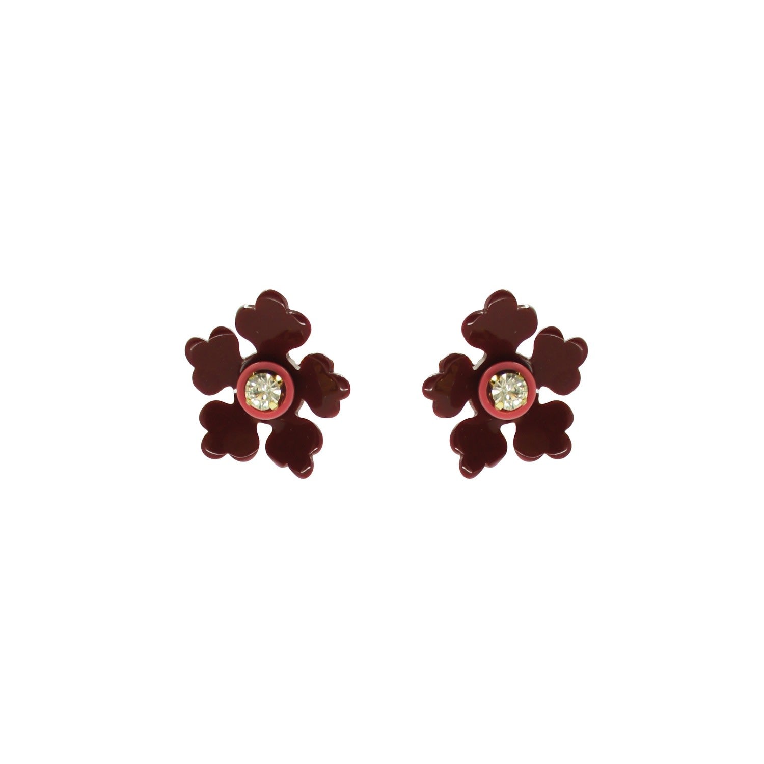 Acrylic Handmade Earring Kit Flower - Red