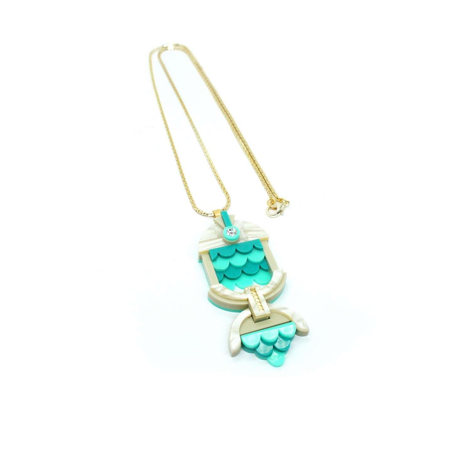 Handmade Necklace Fish Turquoise Green