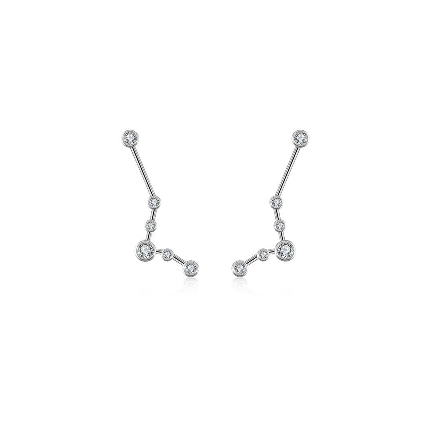 Pisces Zodiac Constellation Earring 18K White Gold & Diamond