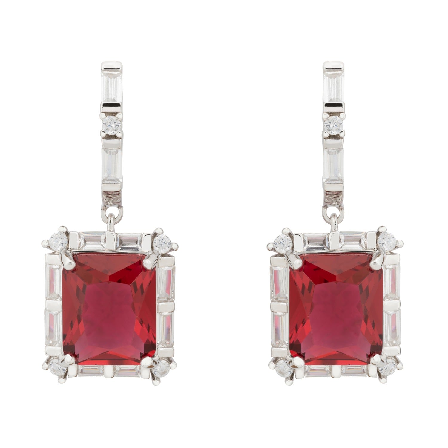 Tudor Silver Earring Ruby