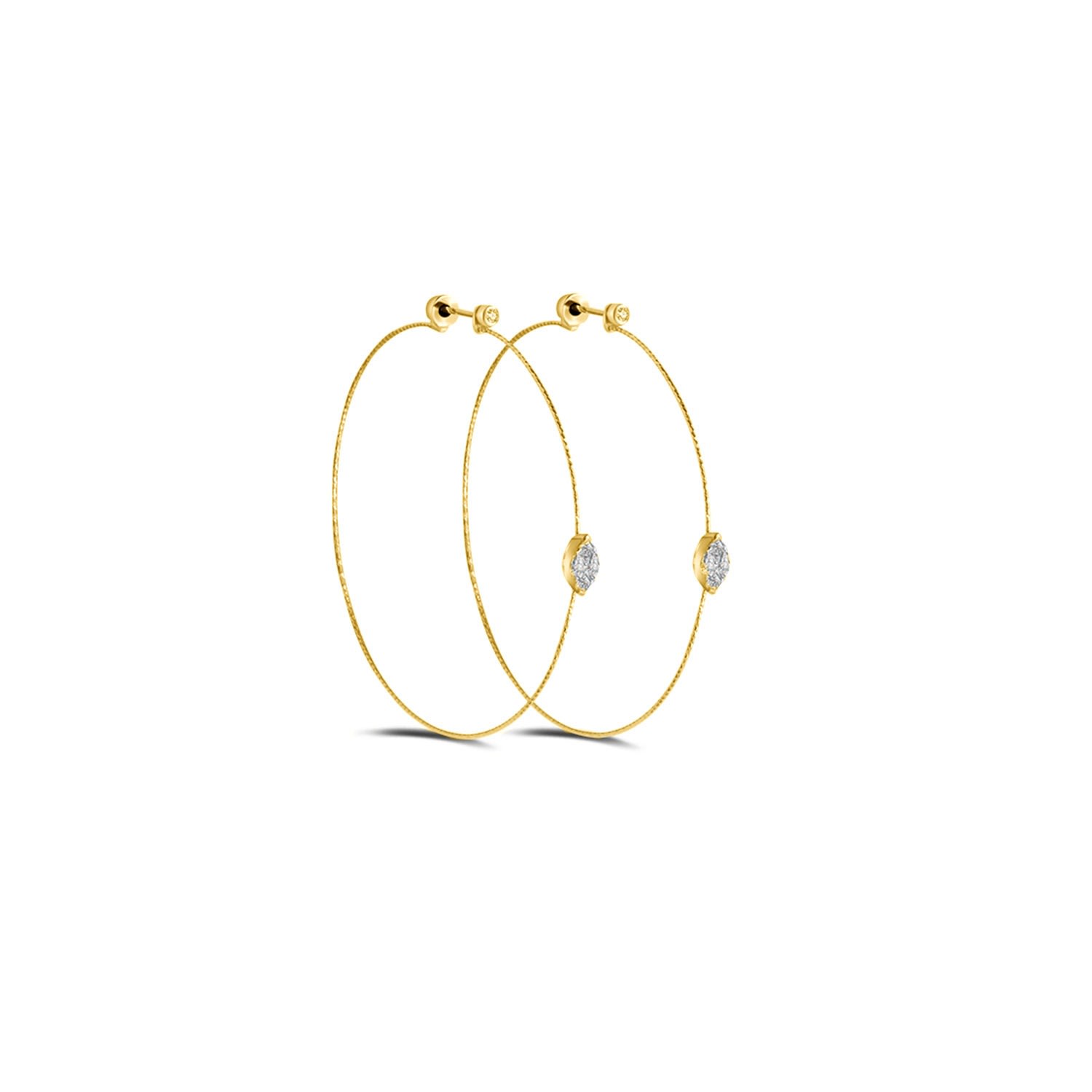 18K Yellow Gold Marquise Shape Hoop Earring