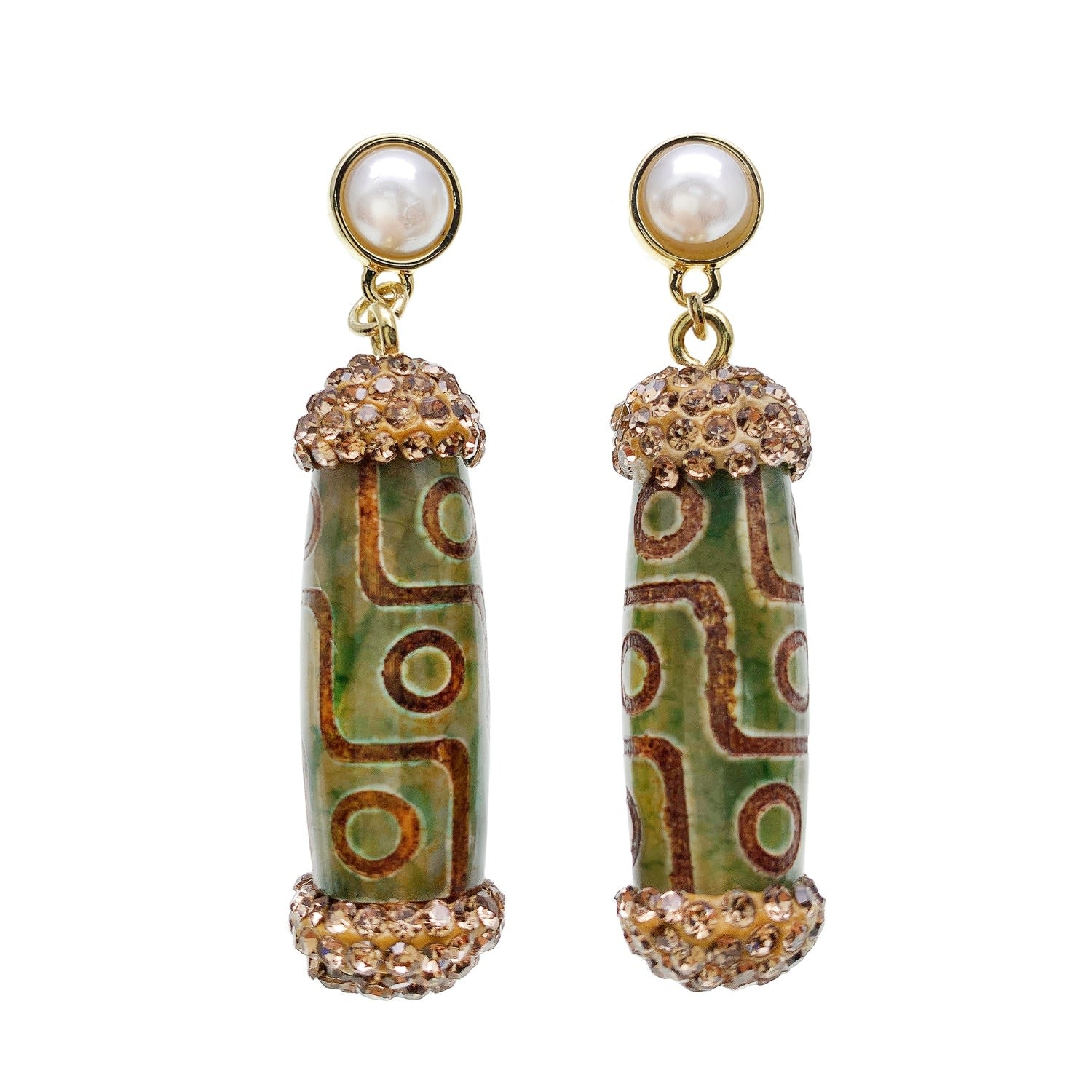 Tibetan Dzi Beads Dangle Earrings