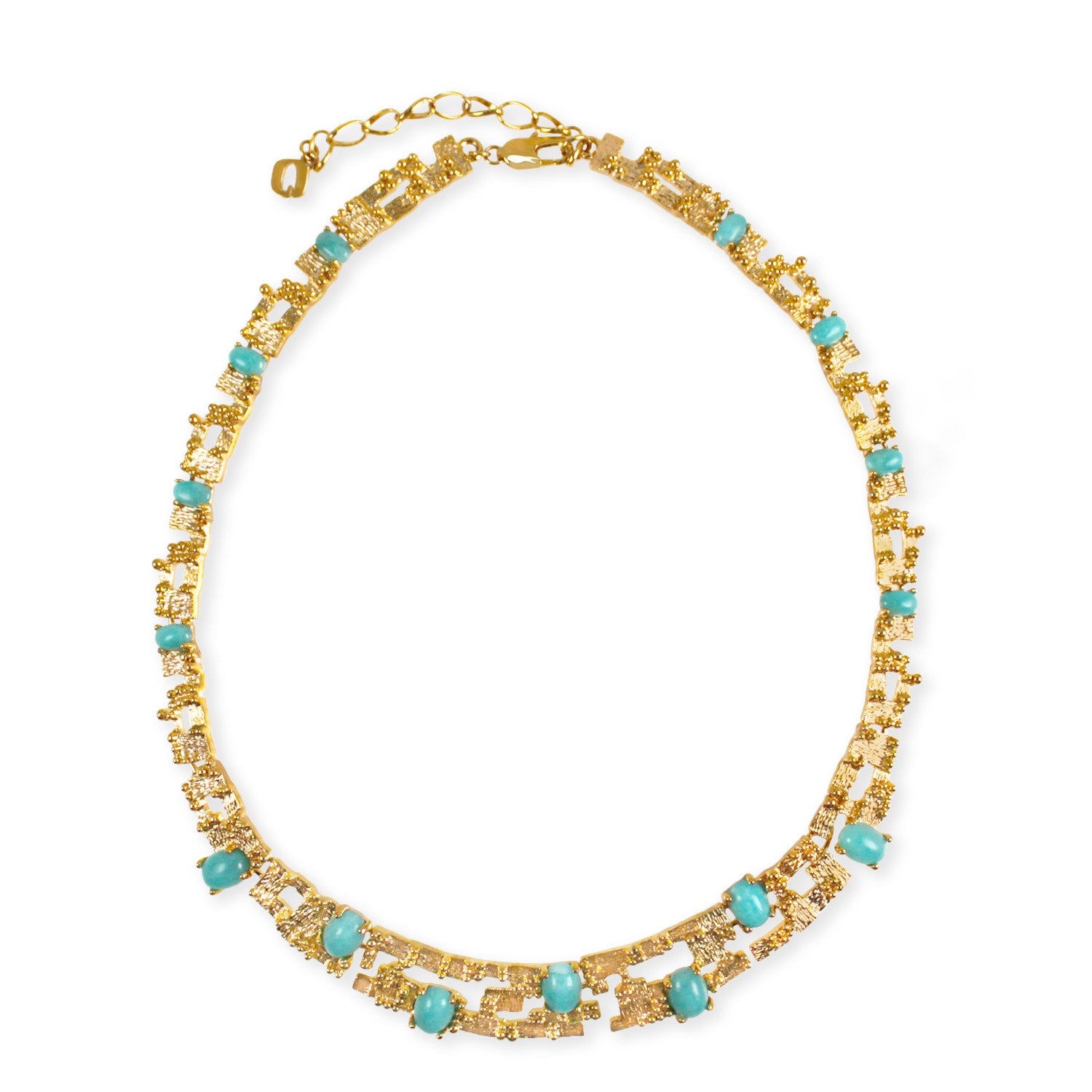 Gold & Amazonite Gemstones Statement Necklace, Series Rampart