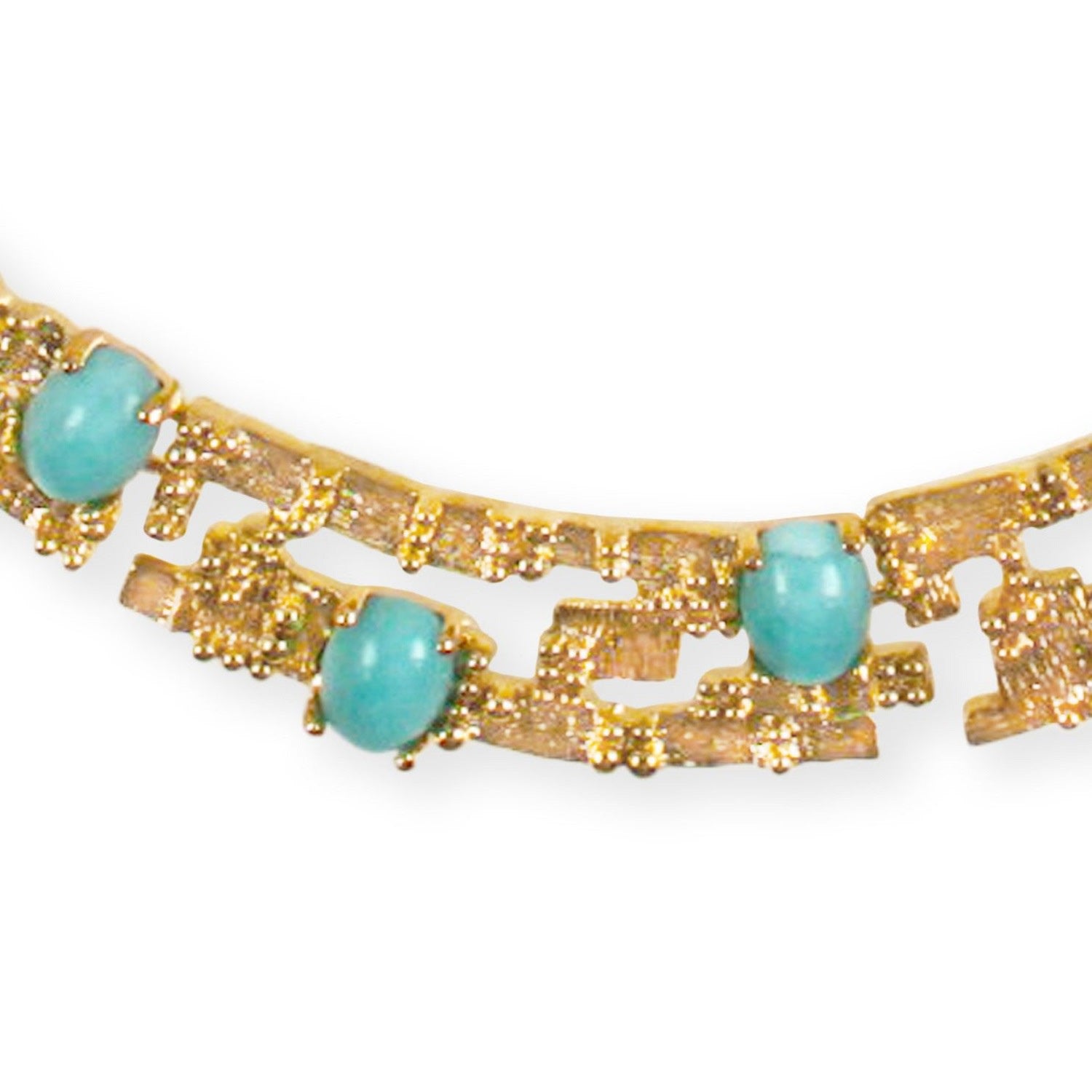 Gold & Amazonite Gemstones Statement Necklace, Series Rampart