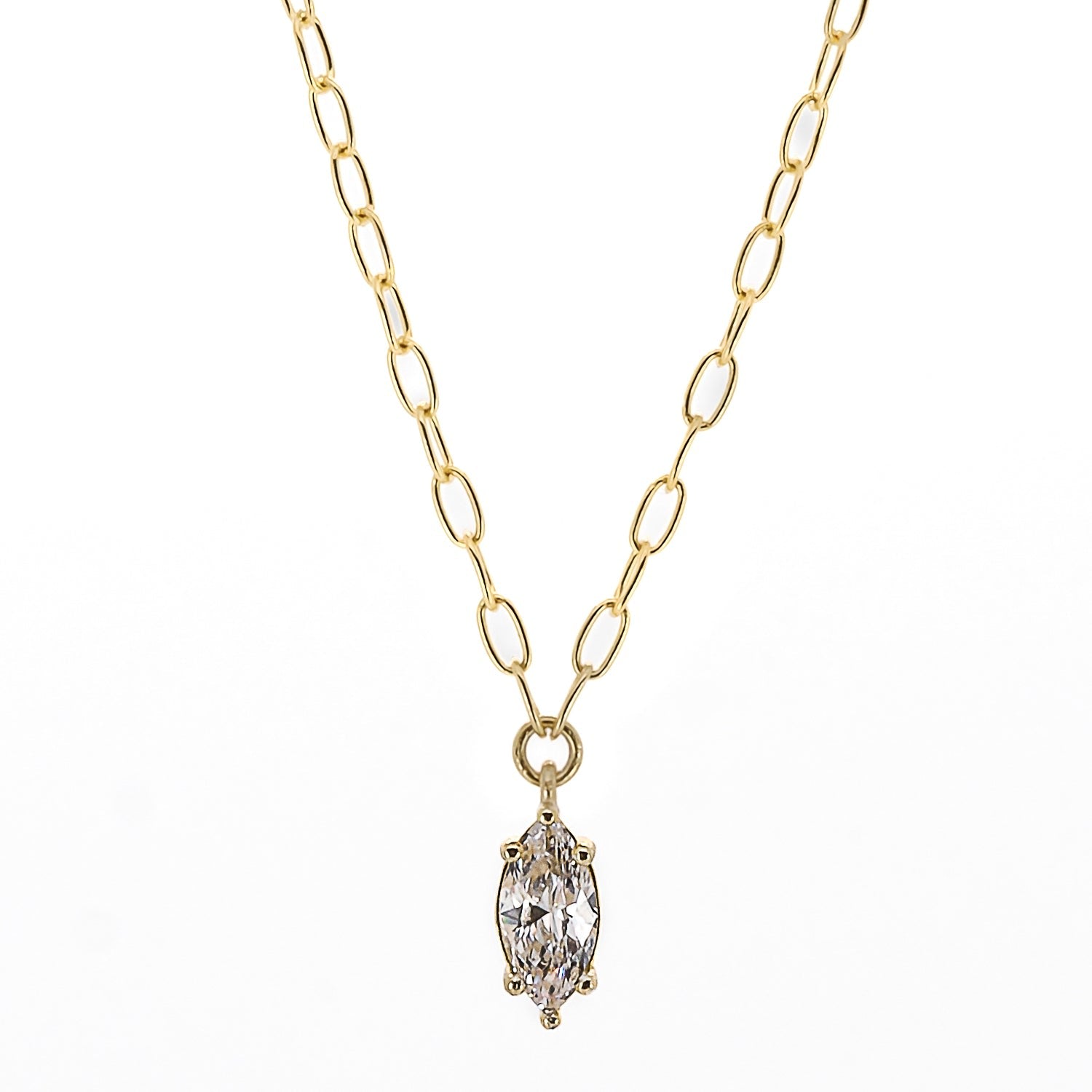 Gold And Diamond Chain Necklace -Gold -