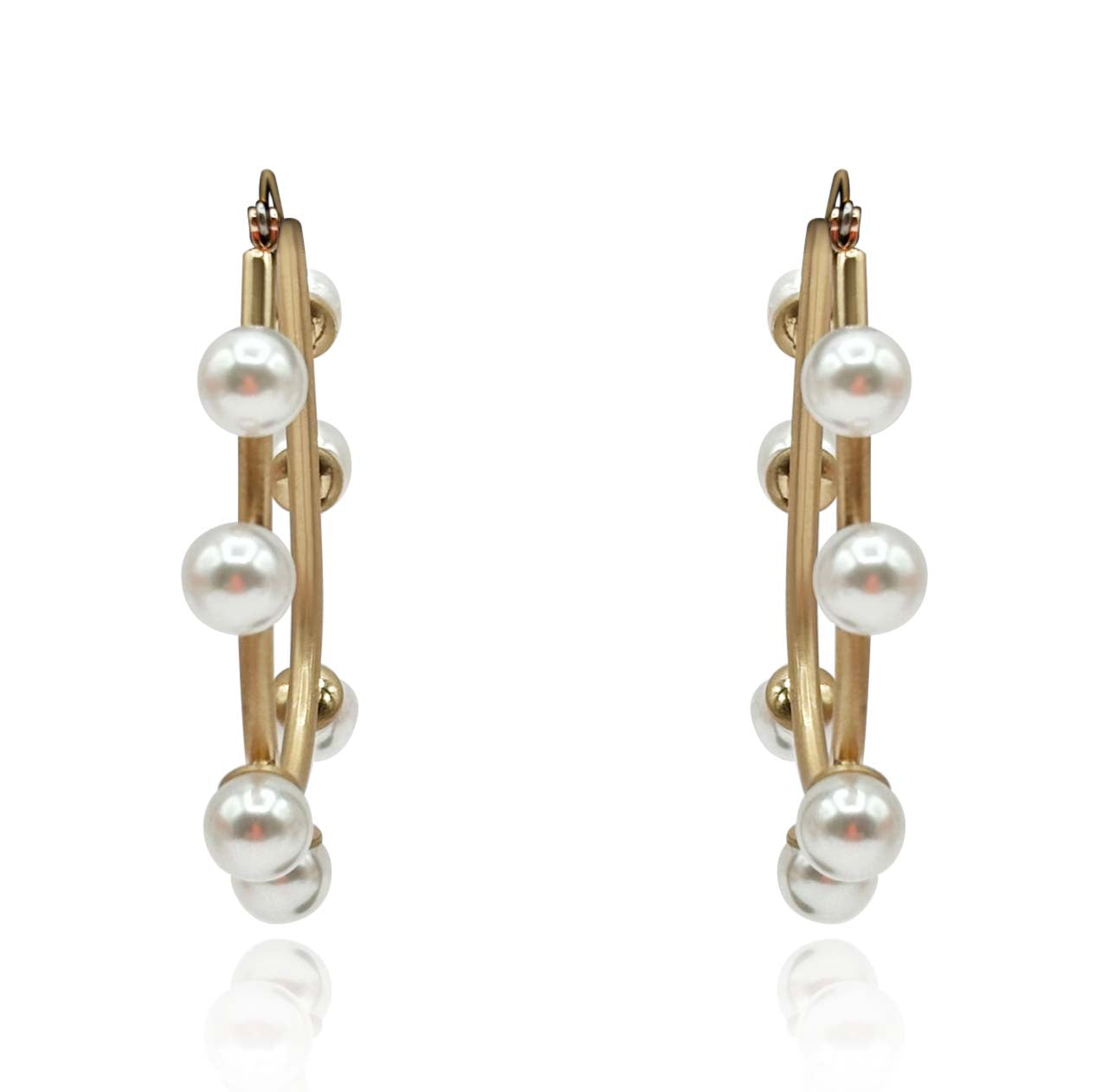 Gold And Pearl Hoop Earrings