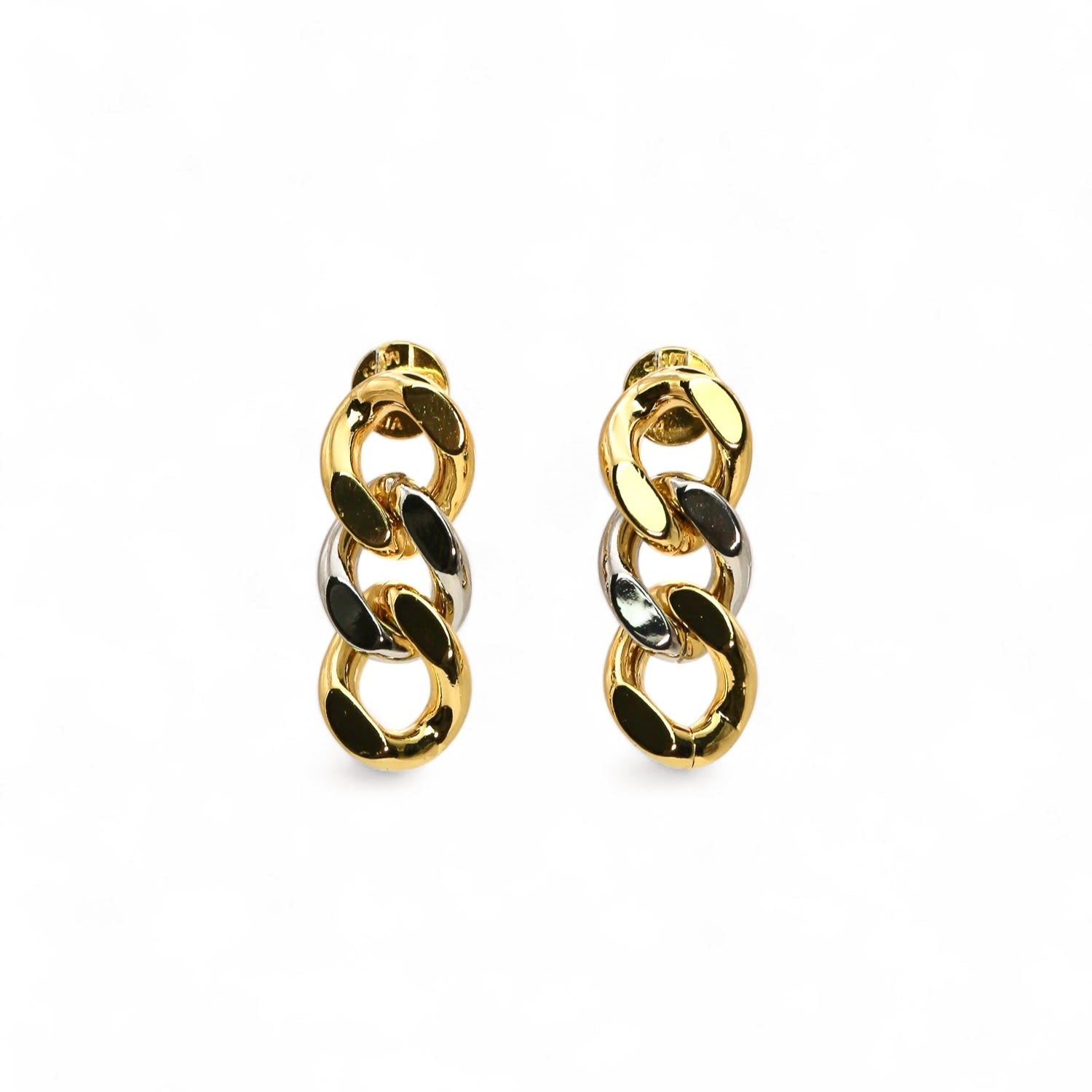 Gold And Silver Chain Drop Earrings