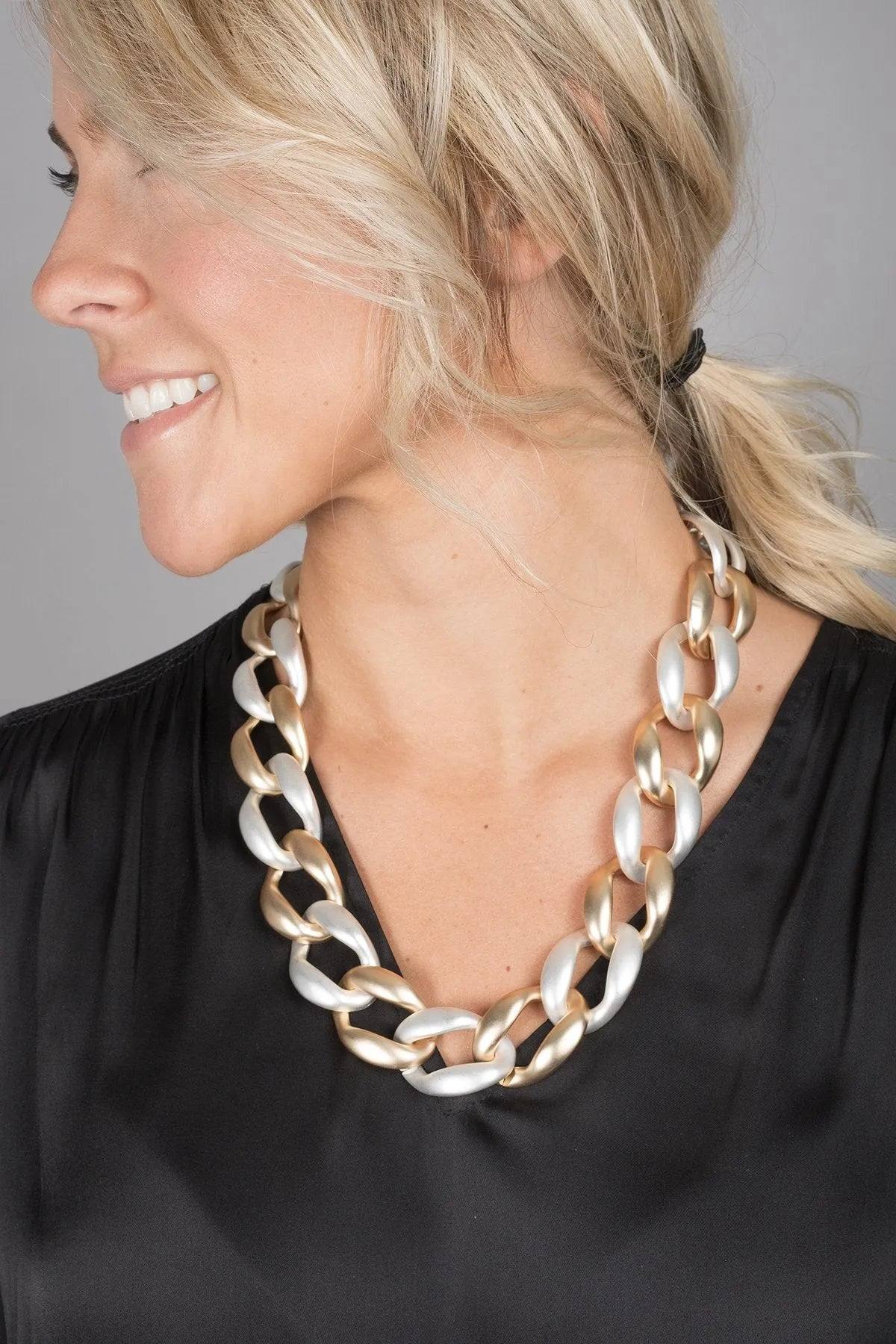 Gold And Silver Chunky Necklace