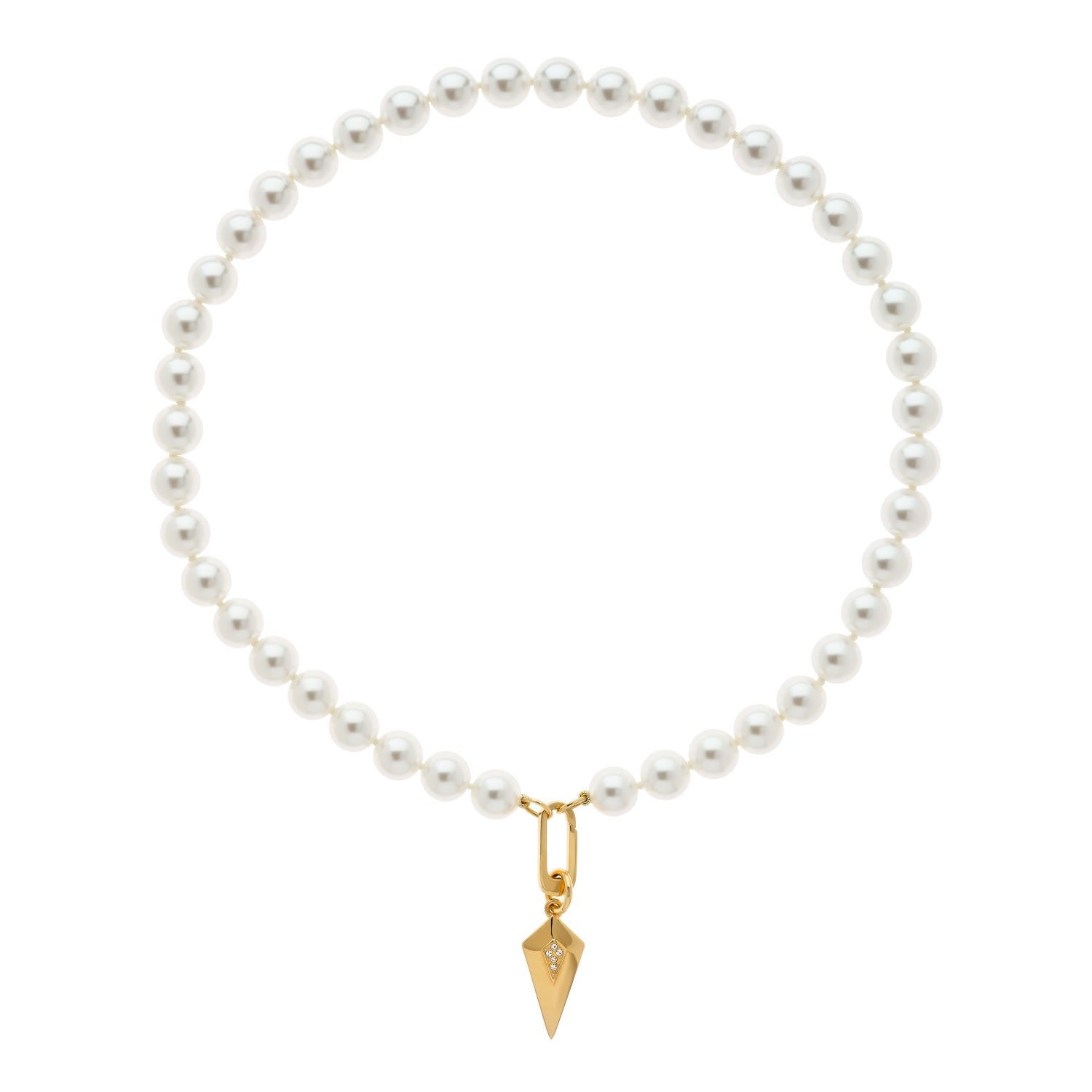 Gold Art Deco Charm Pearl Necklace