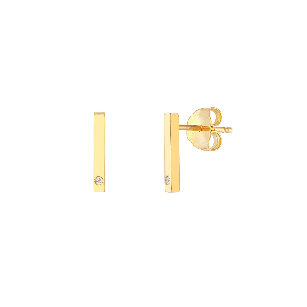 Gold Bar Earrings With Diamonds