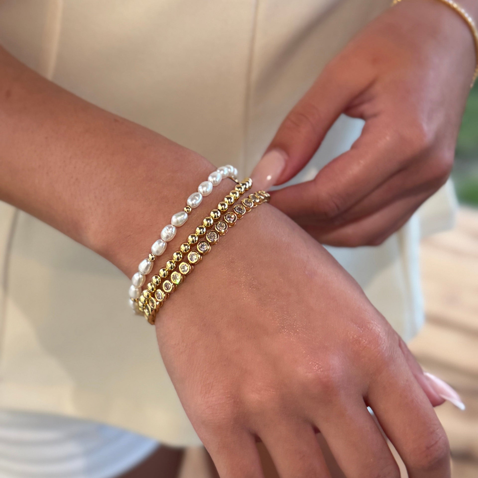 Gold Beaded Stretch Bracelet