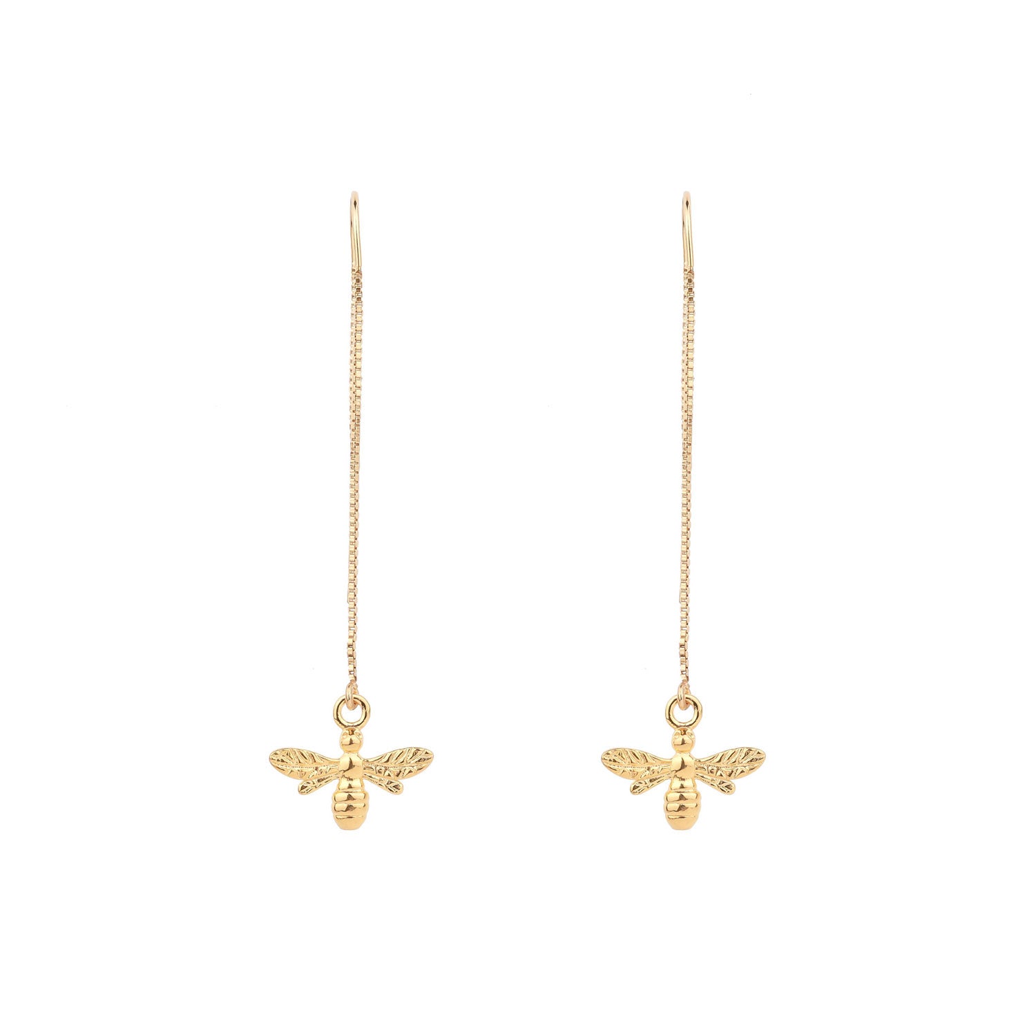 Gold Bee Dangle Chain Earrings