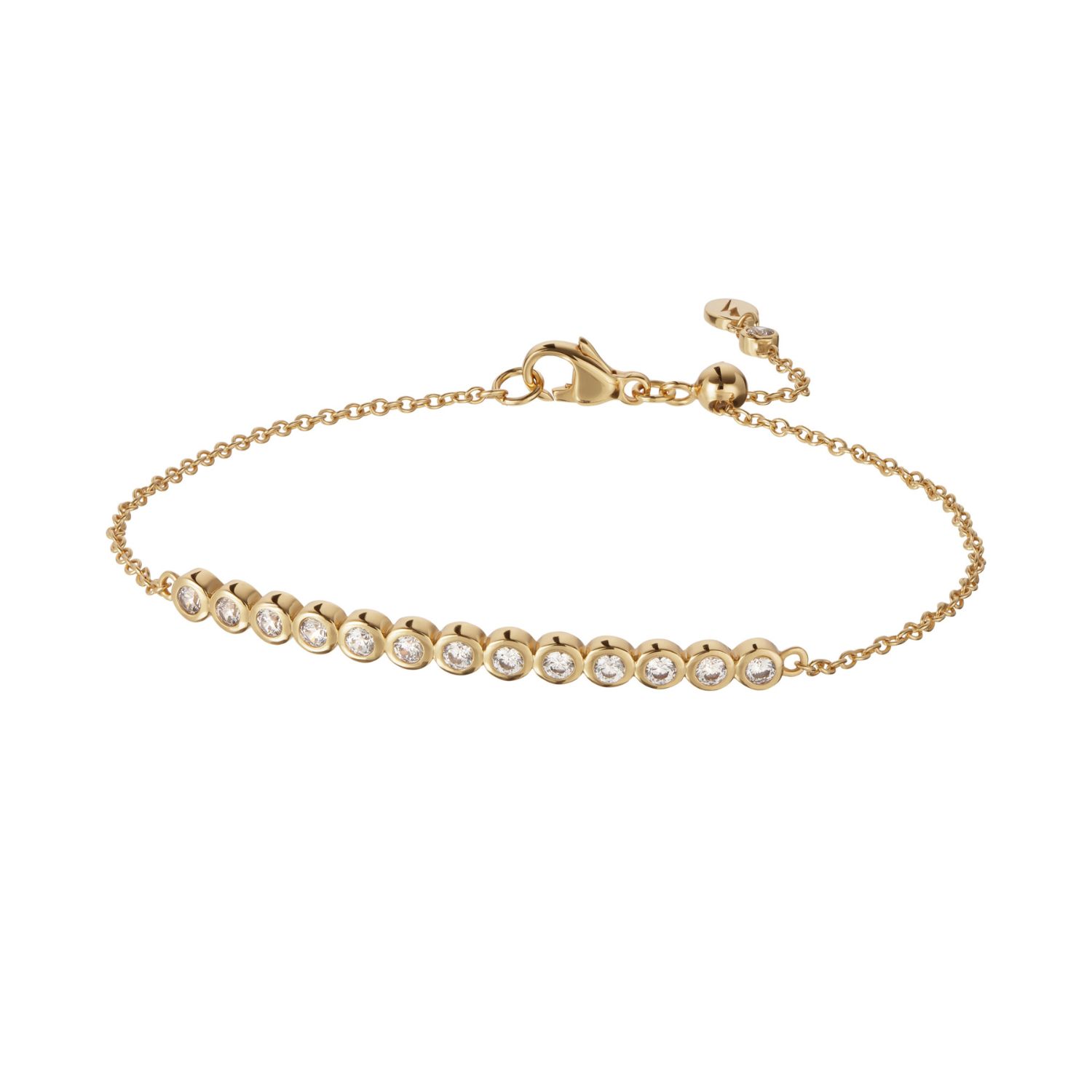 Gold Bezel Bar Bracelet With Slider Clasp