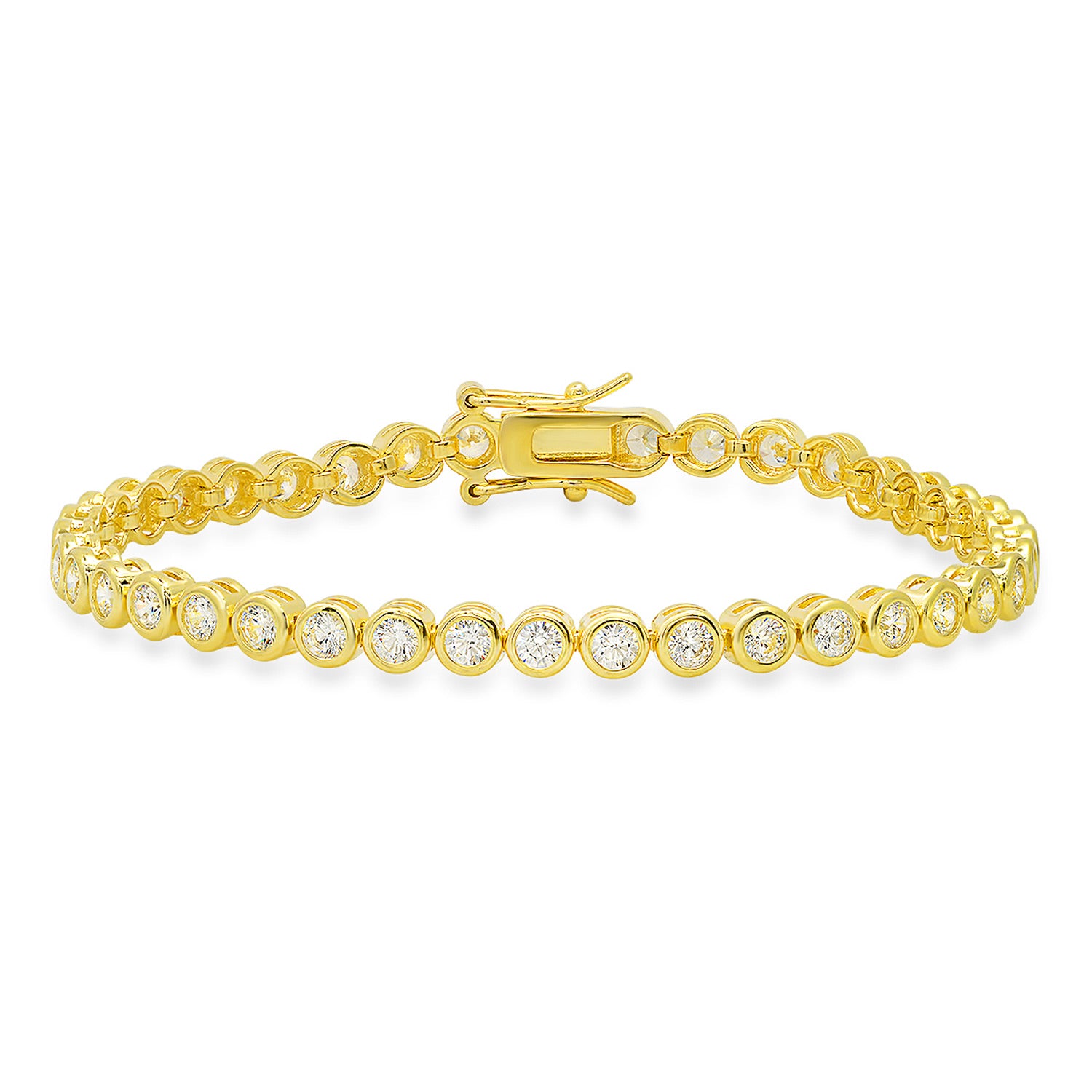 Gold Bezel Set Diamond Cz Tennis Bracelet
