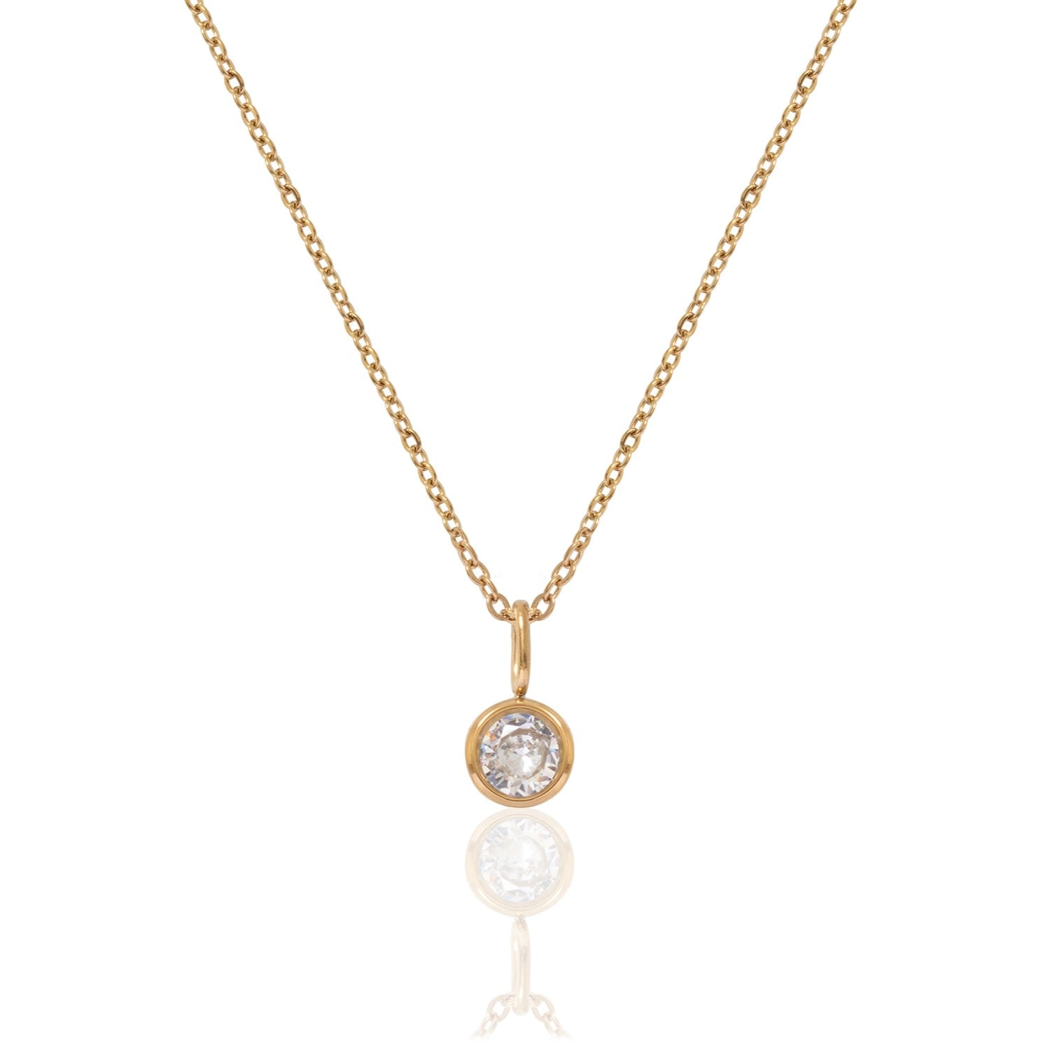 Gold Birthstone Necklace - April