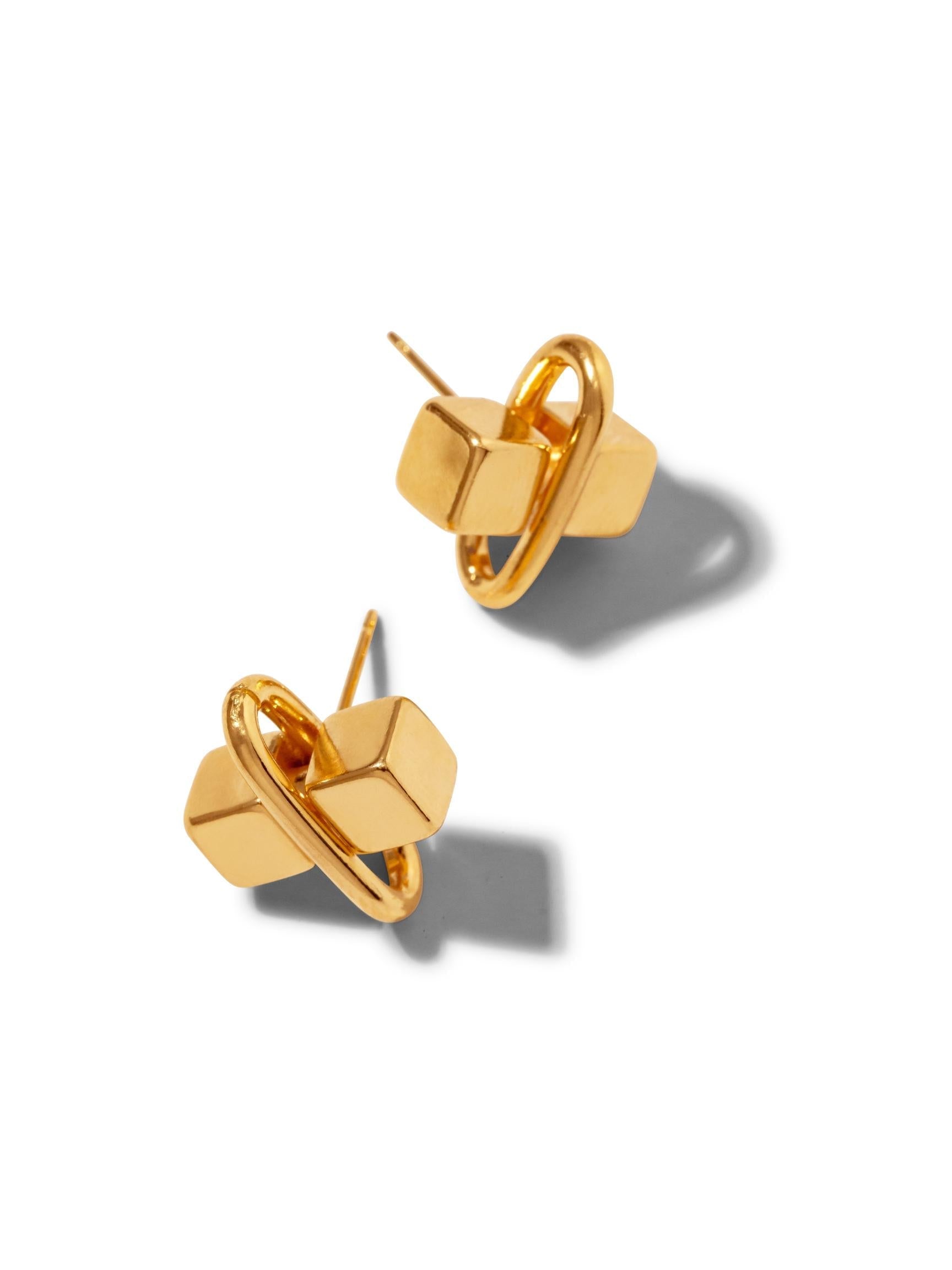 Gold Blockbuster Stud Post Earrings