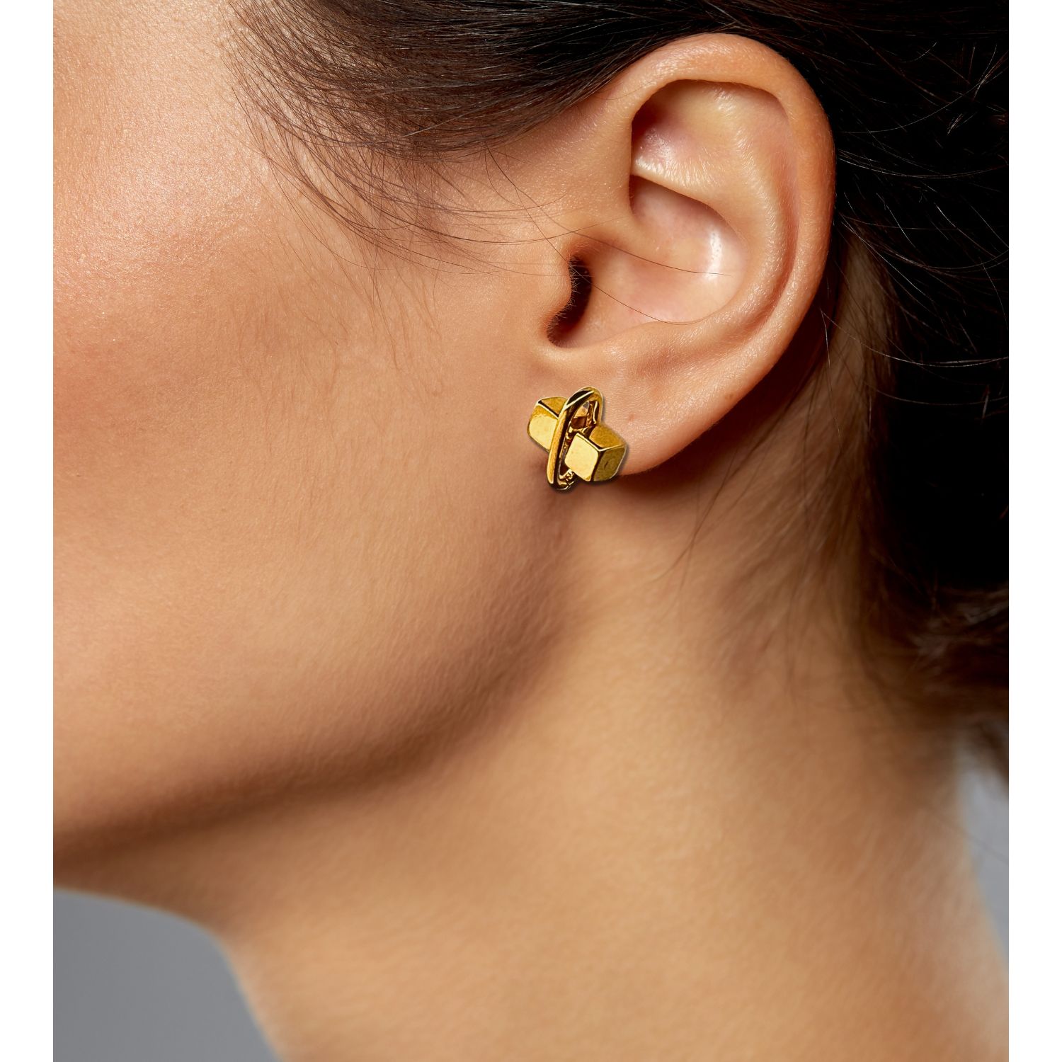 Gold Blockbuster Stud Post Earrings