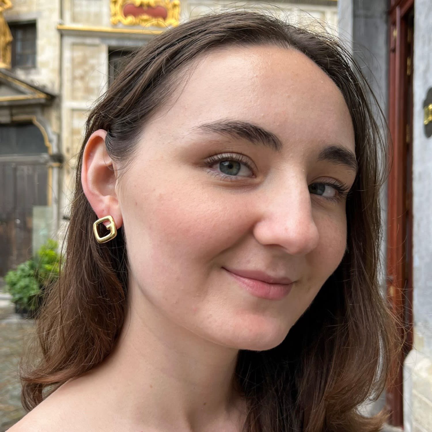 Gold Bold Capital Letter Earrings, Series G Logo