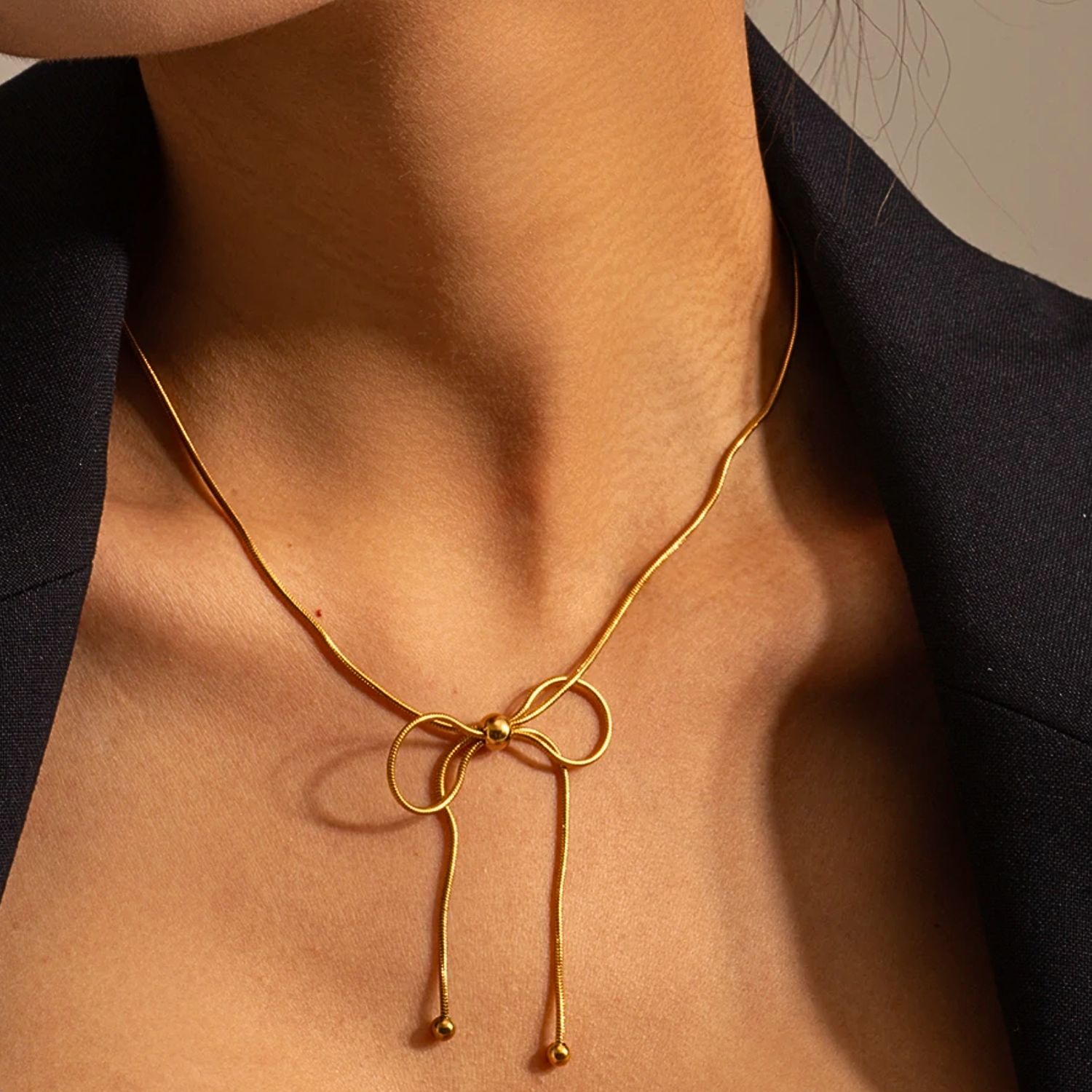 Gold Bow Minimalist Necklace