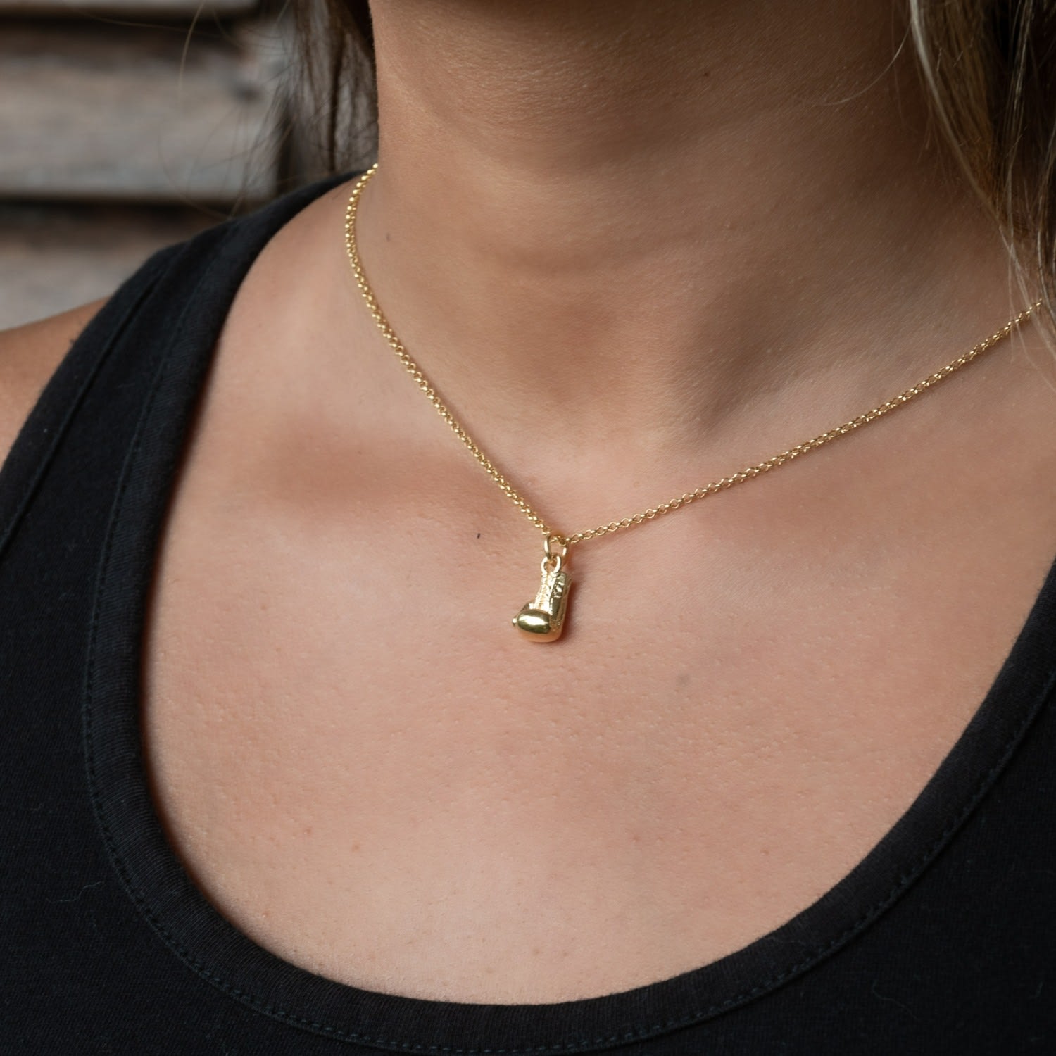 Gold Boxing Glove Charm Necklace