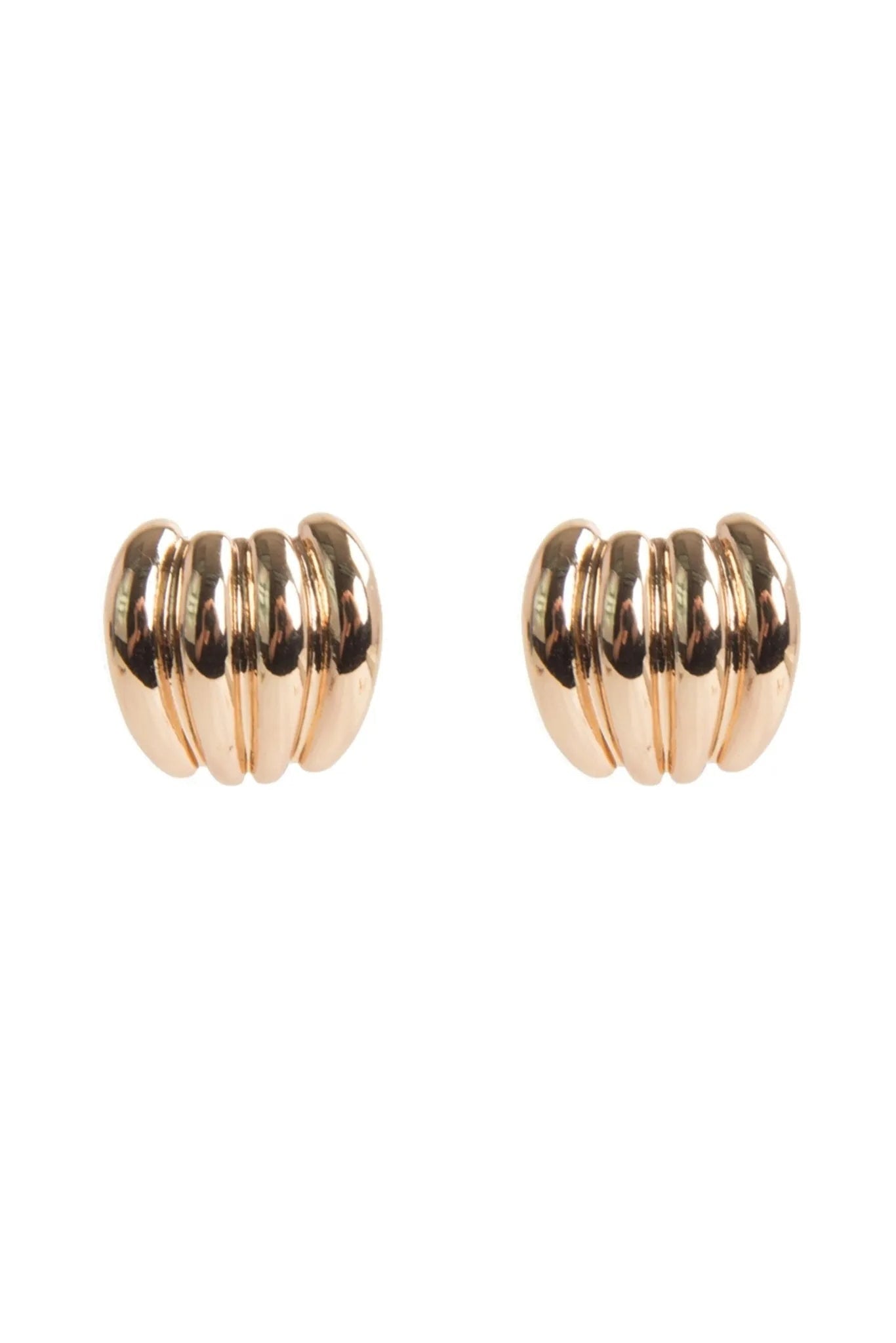 Gold Brass Stud Earring Set