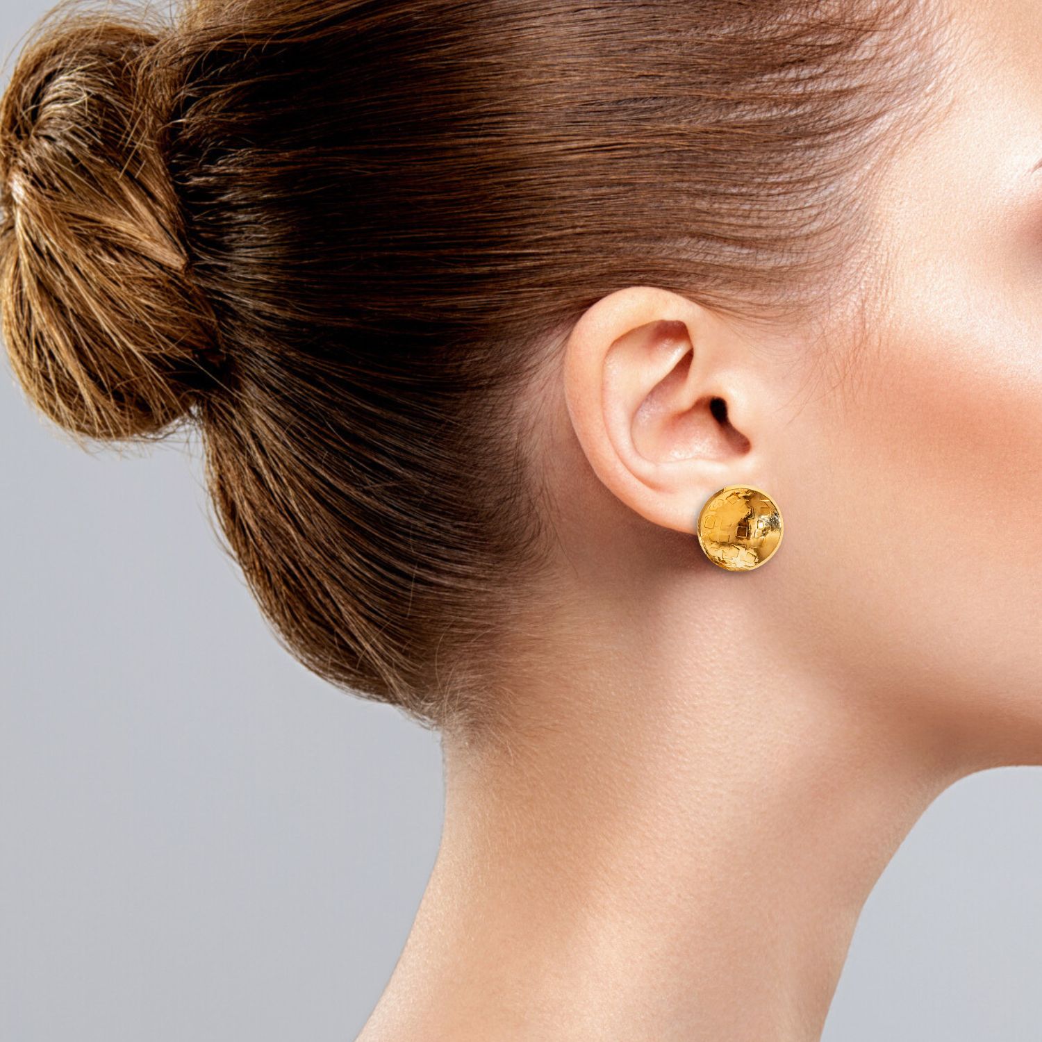 Gold Buttercup Textured Stud Post Earrings