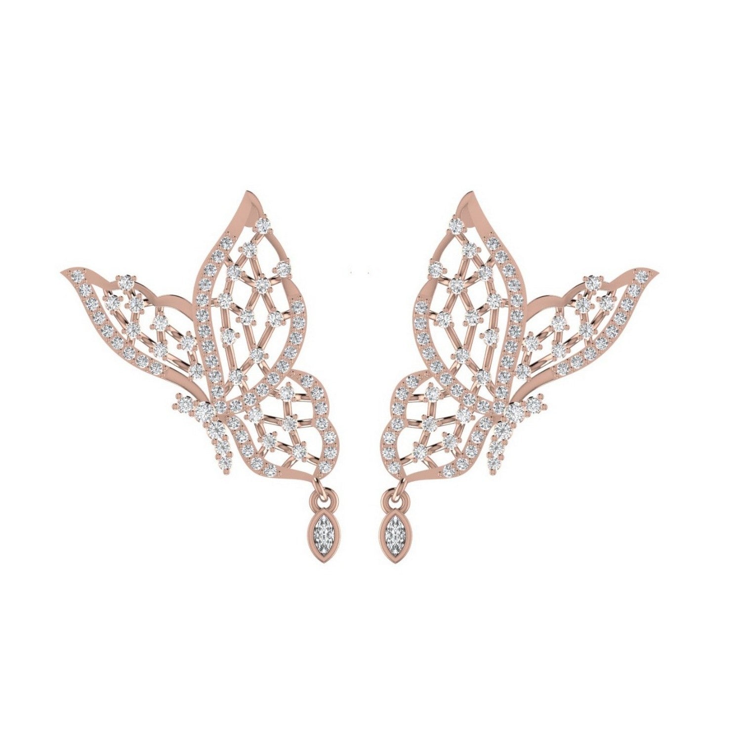 Gold Butterfly Diamond Earrings Half Carat