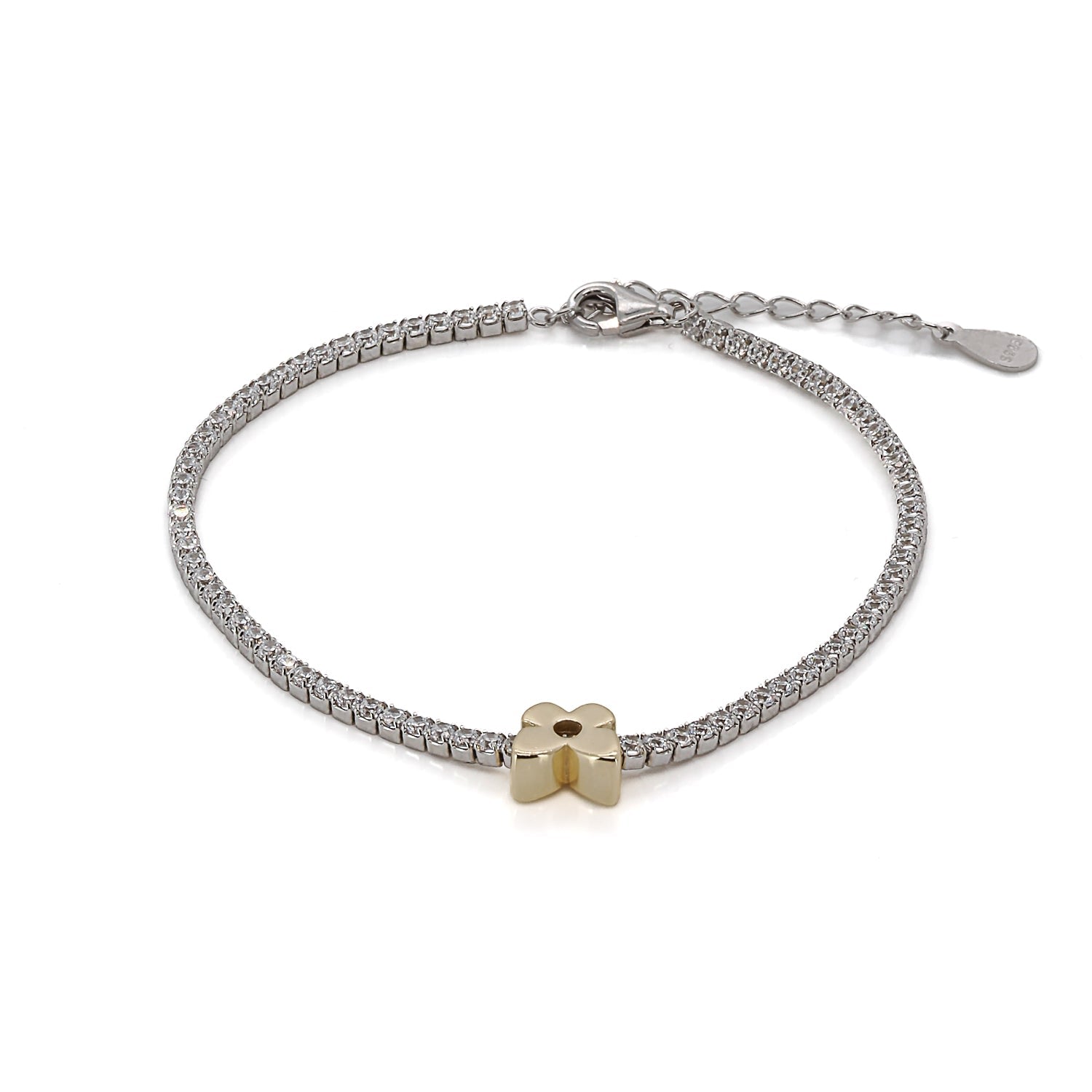 Gold Butterfly Diamond Tennis Bracelet - Silver