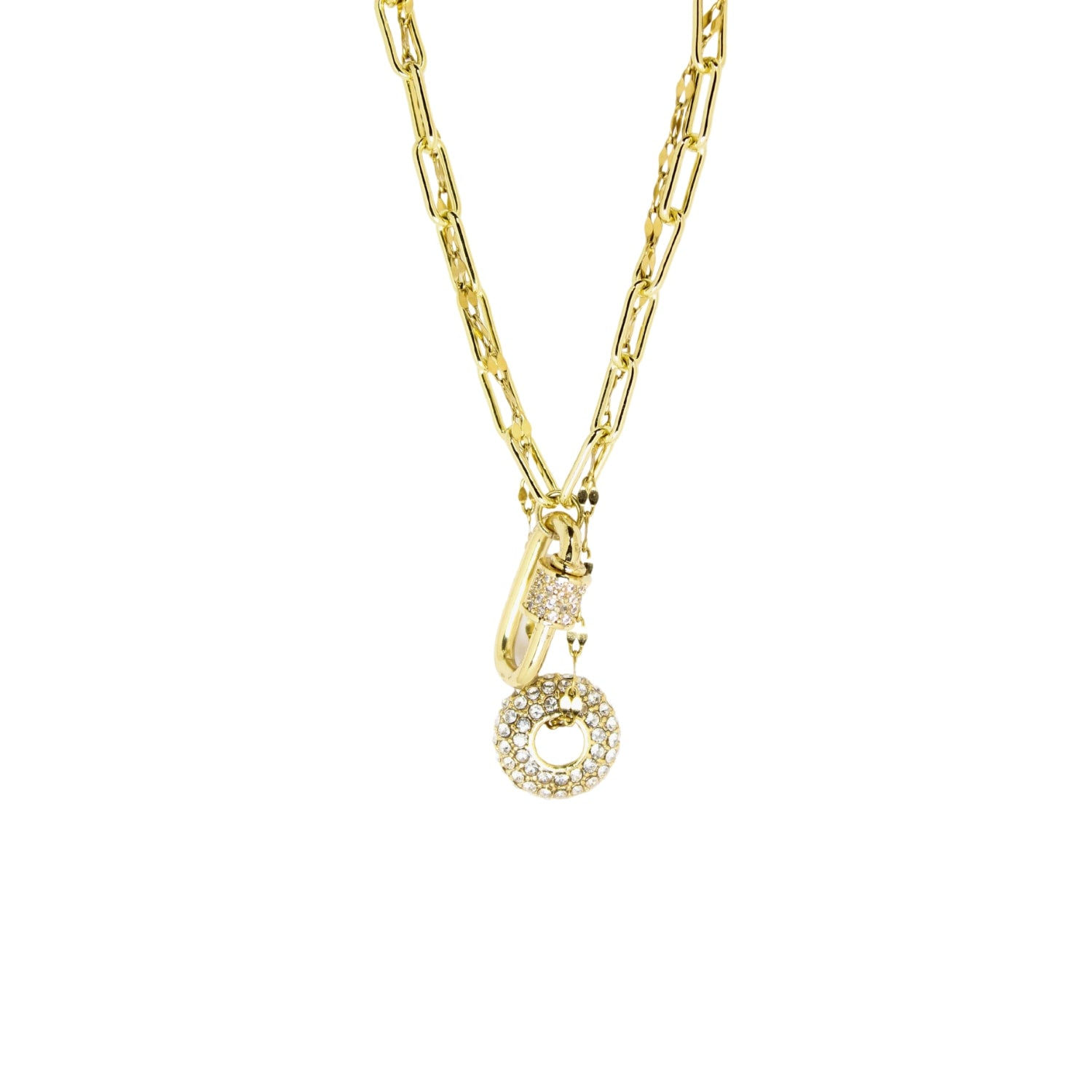 Boho Chic Gold Carabiner Sphere Layered Necklace