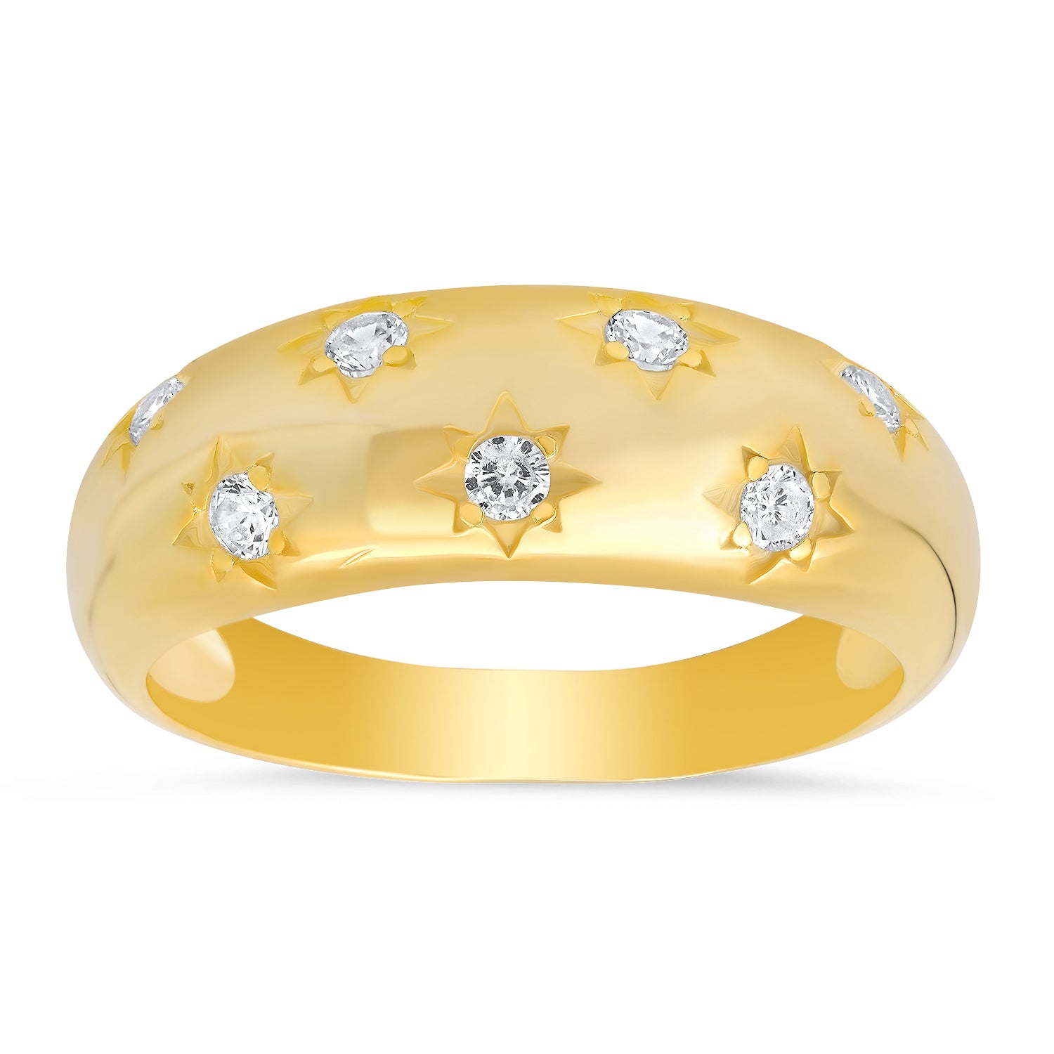 Gold Celestial Cz Dome Ring