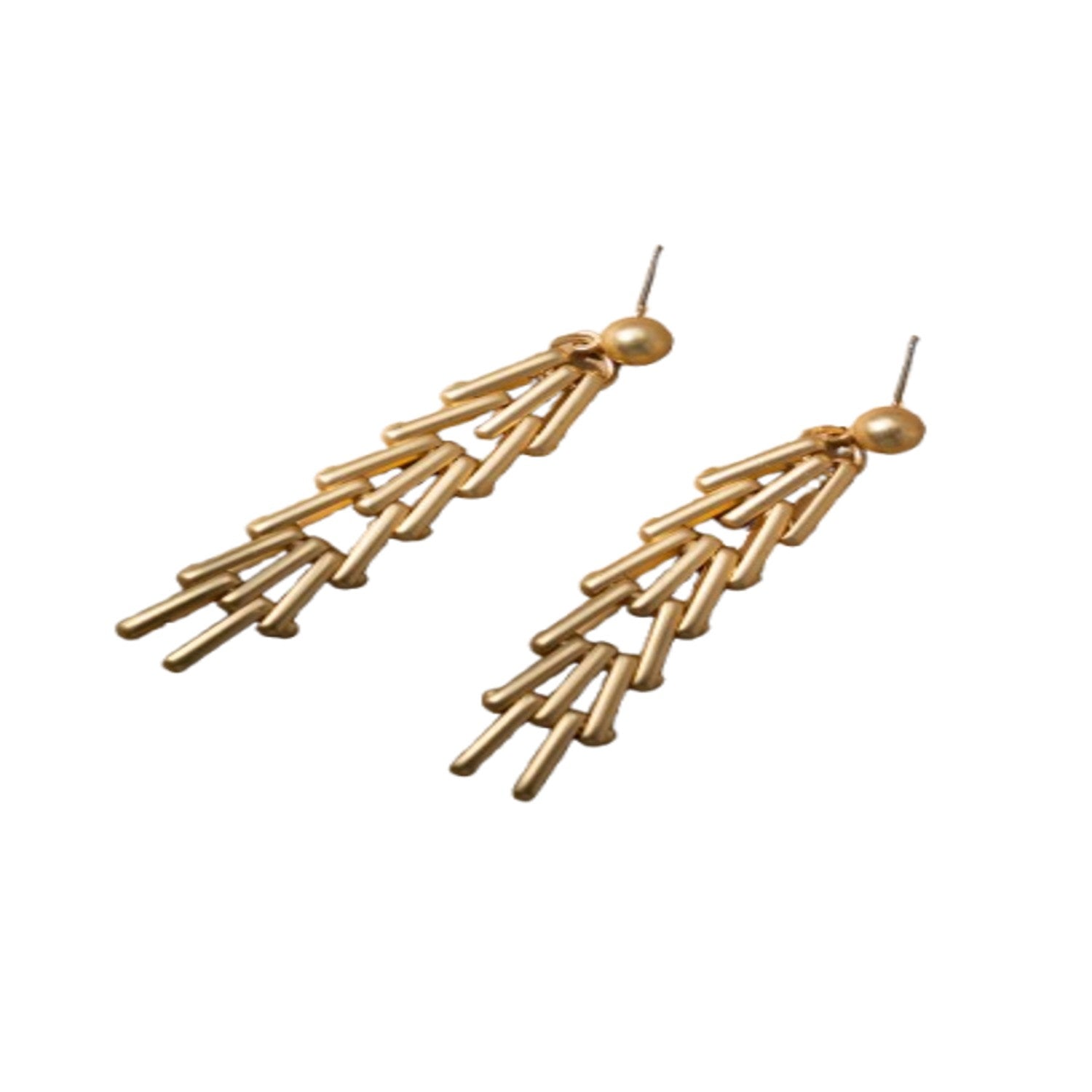 Gold Chain Cluster Dangle Earrings