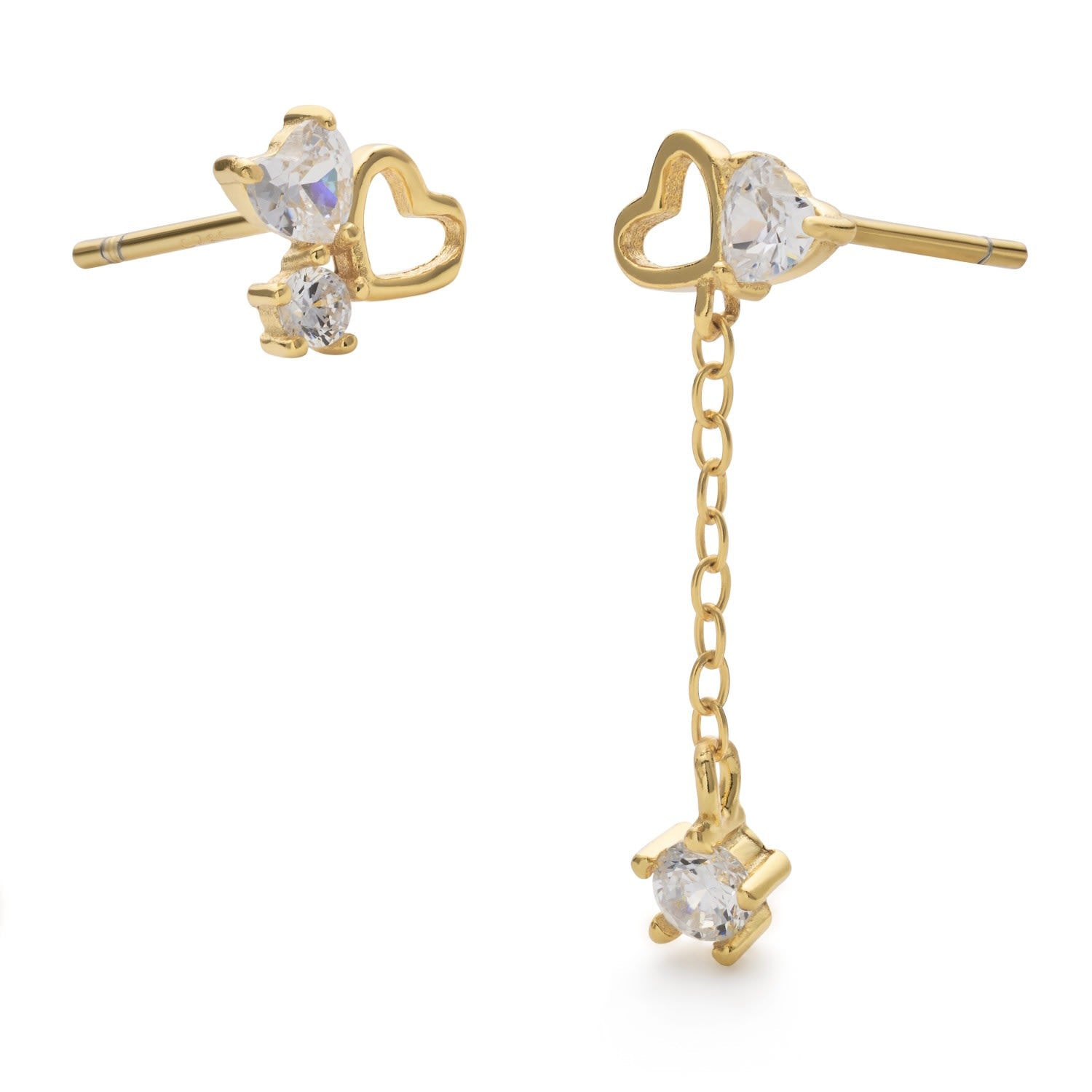 Gold Chain Love Heart Earrings