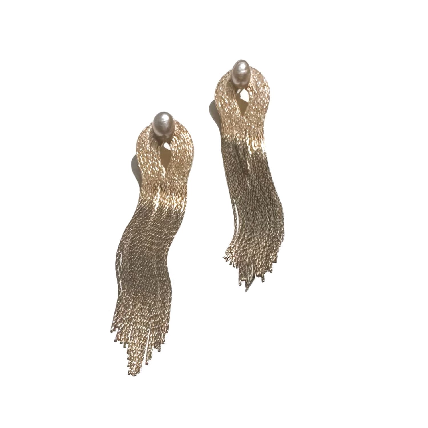 Gold Chain Tassel With Pearl