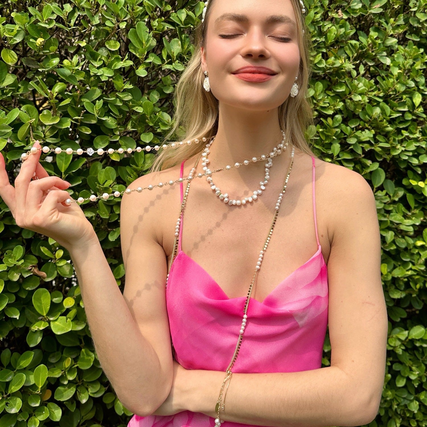 Gold Chain With Freshwater Pearls Long Necklace