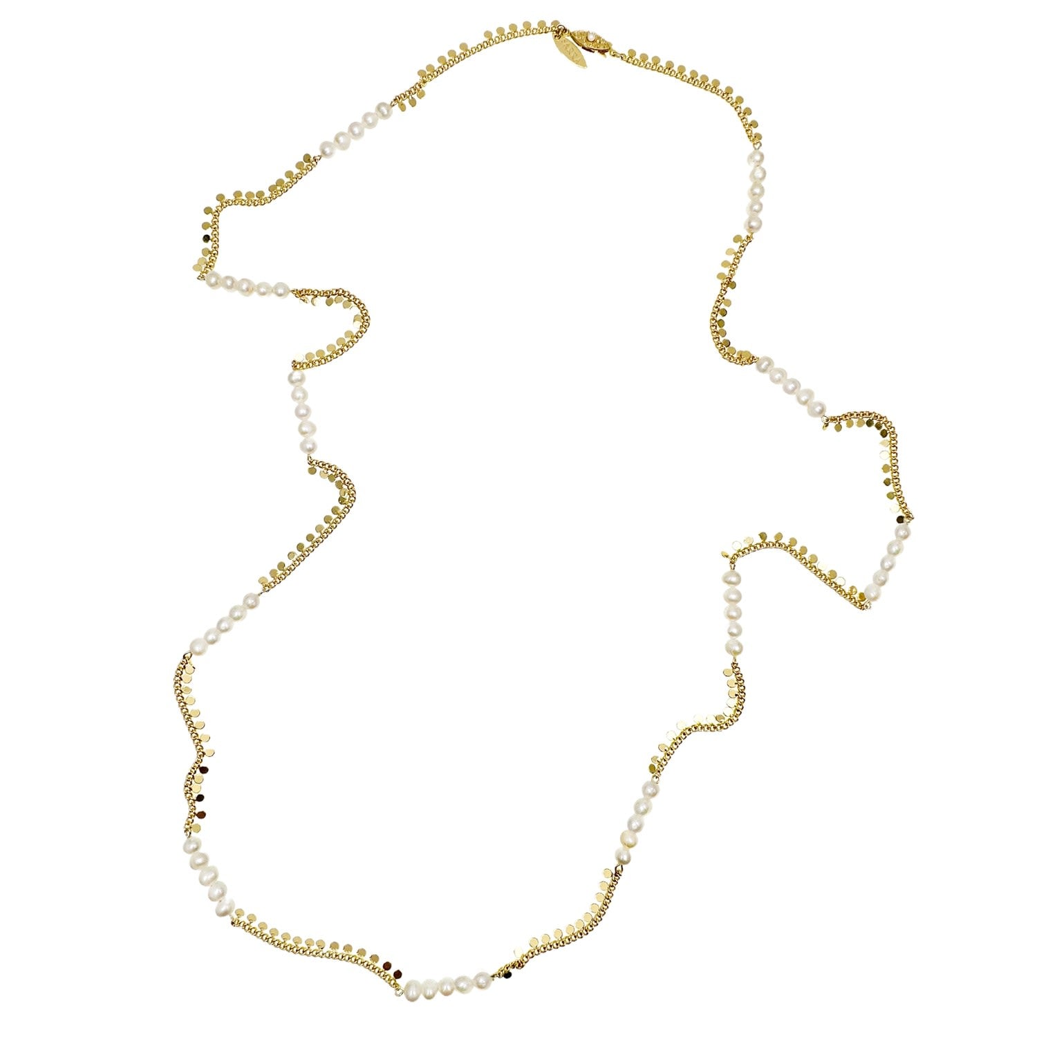 Gold Chain With Freshwater Pearls Long Necklace