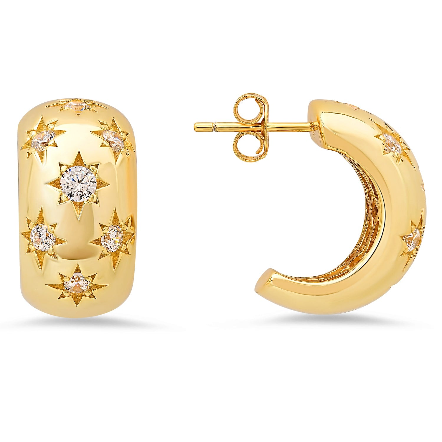 Gold Chunky Celestial Statement Hoop Earrings