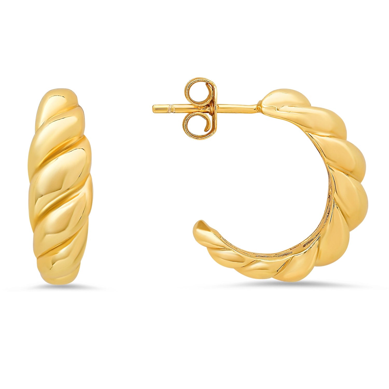 Gold Chunky Shrimp Statement Hoop Earrings