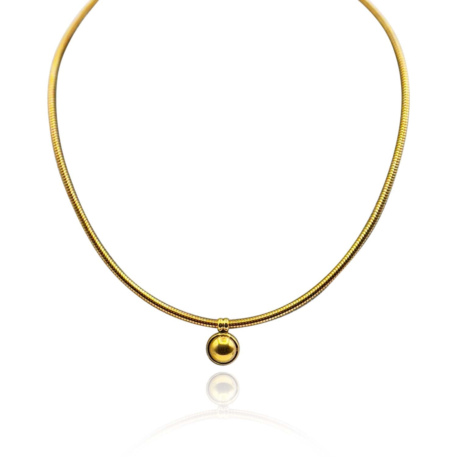 Gold Cobra Chain With Half Dome Pendant