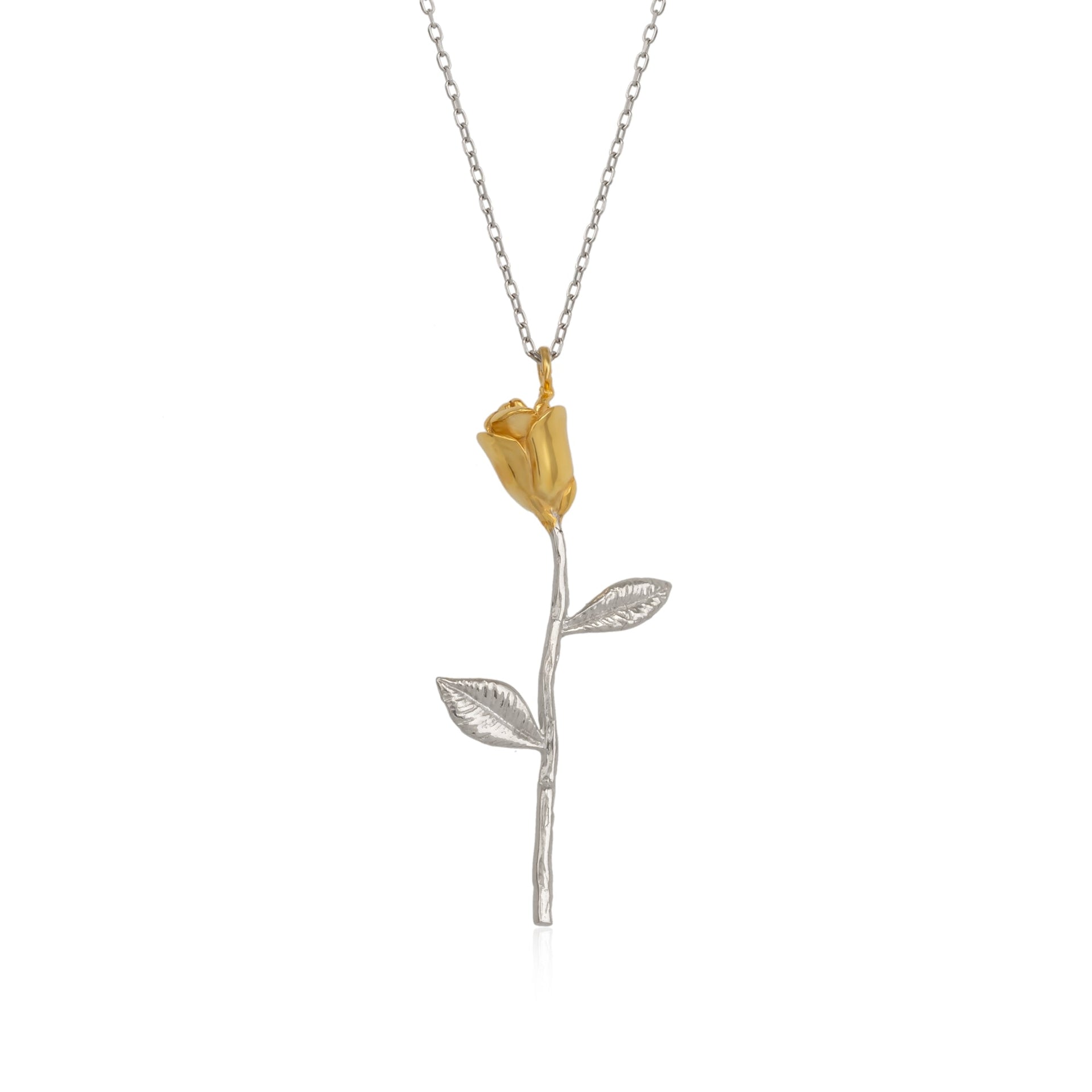 Gold Color Rose Sterling Silver Necklace