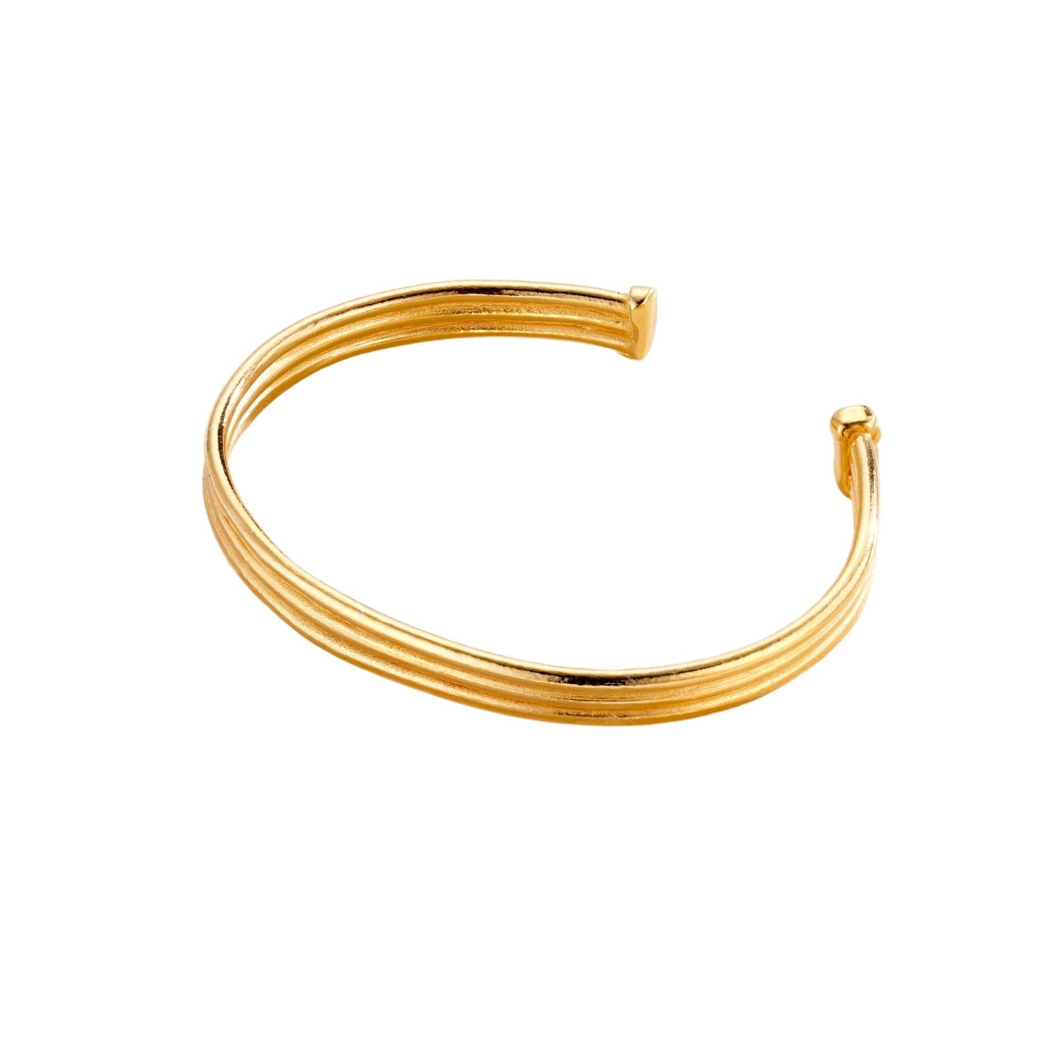 Gold Column Open Cuff Bangle