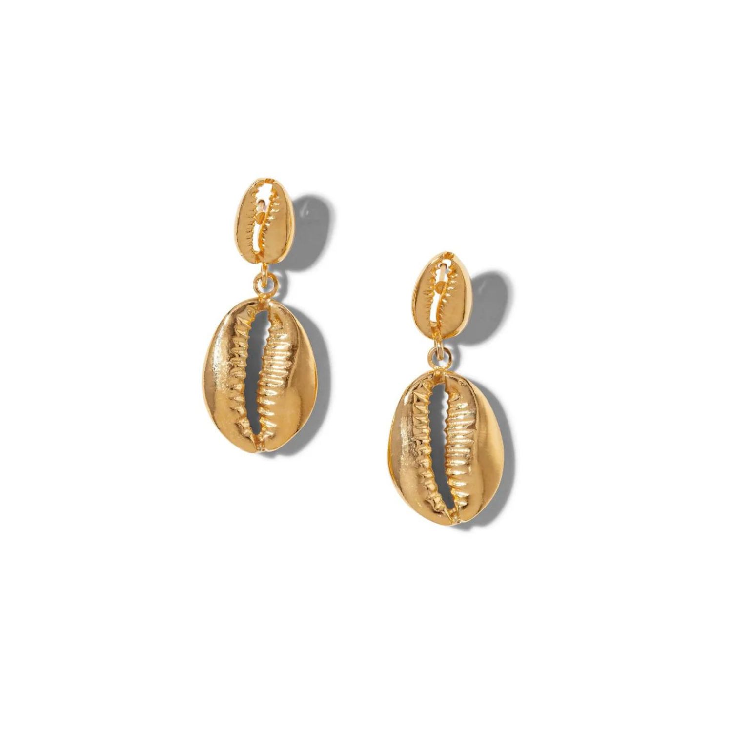 Gold Cowrie Drop Earrings