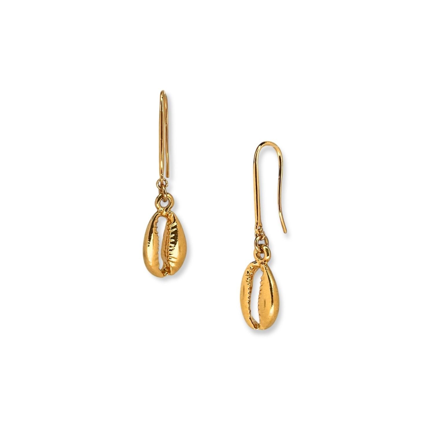 Gold Cowrie French Hook Earrings