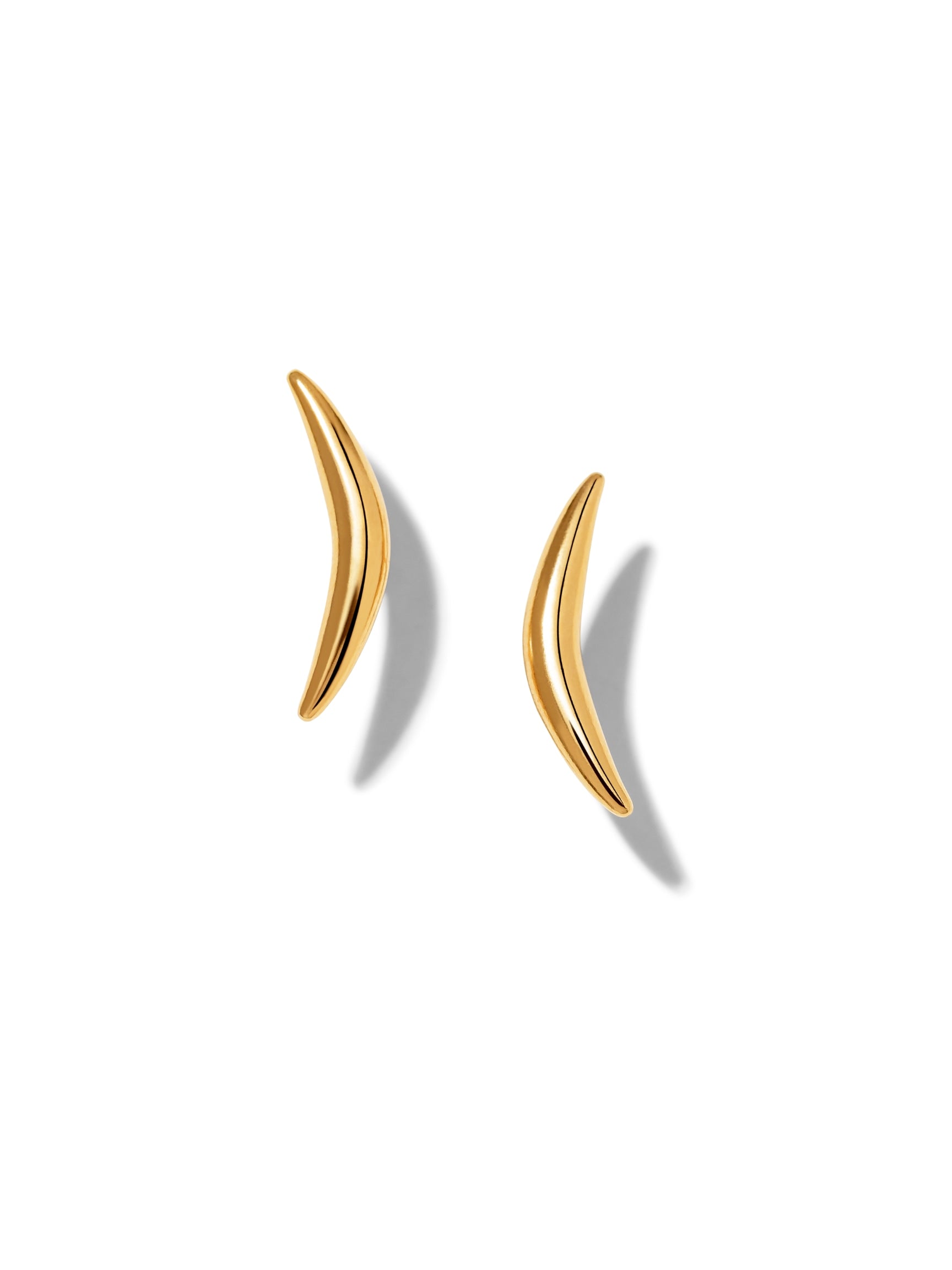 Gold Crescent Stud Post Earrings