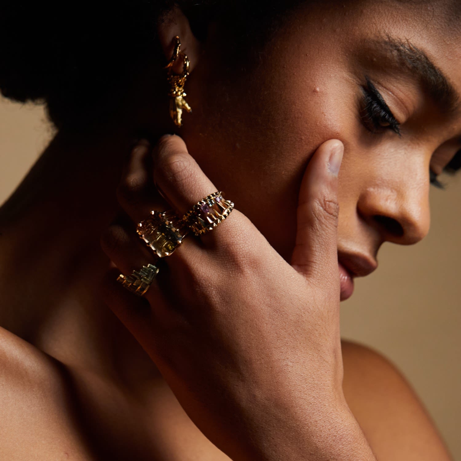 Gold Crocodile Bite Ring