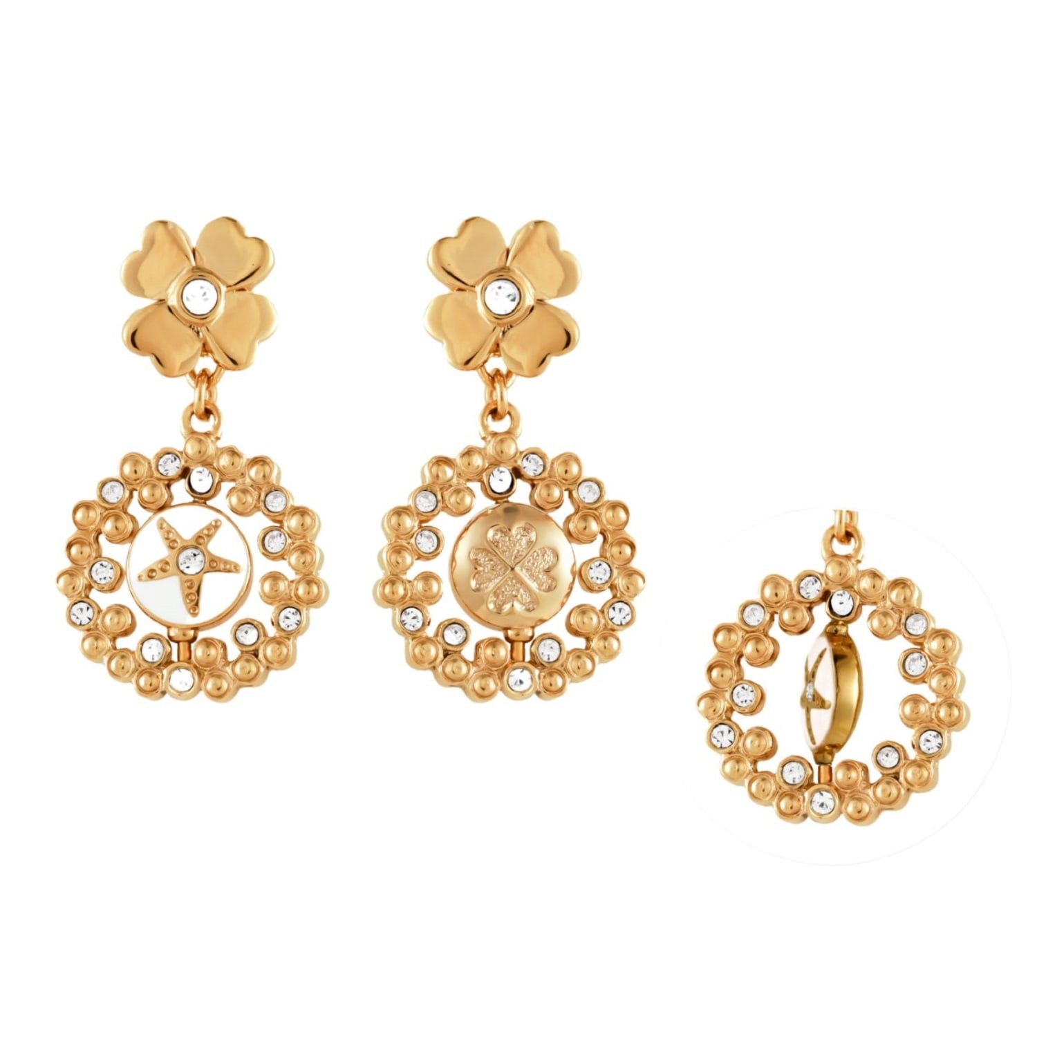 Gold & Crystal Multi-Way Earrings, Series Lucky Star