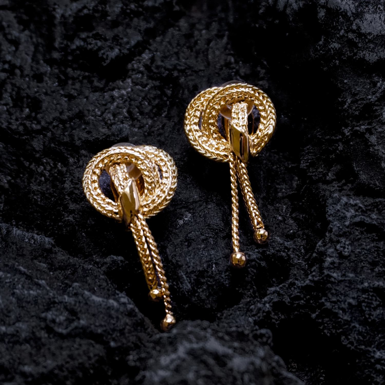 Gold & Crystal Statement Clip On Earrings, Series Tourbillon